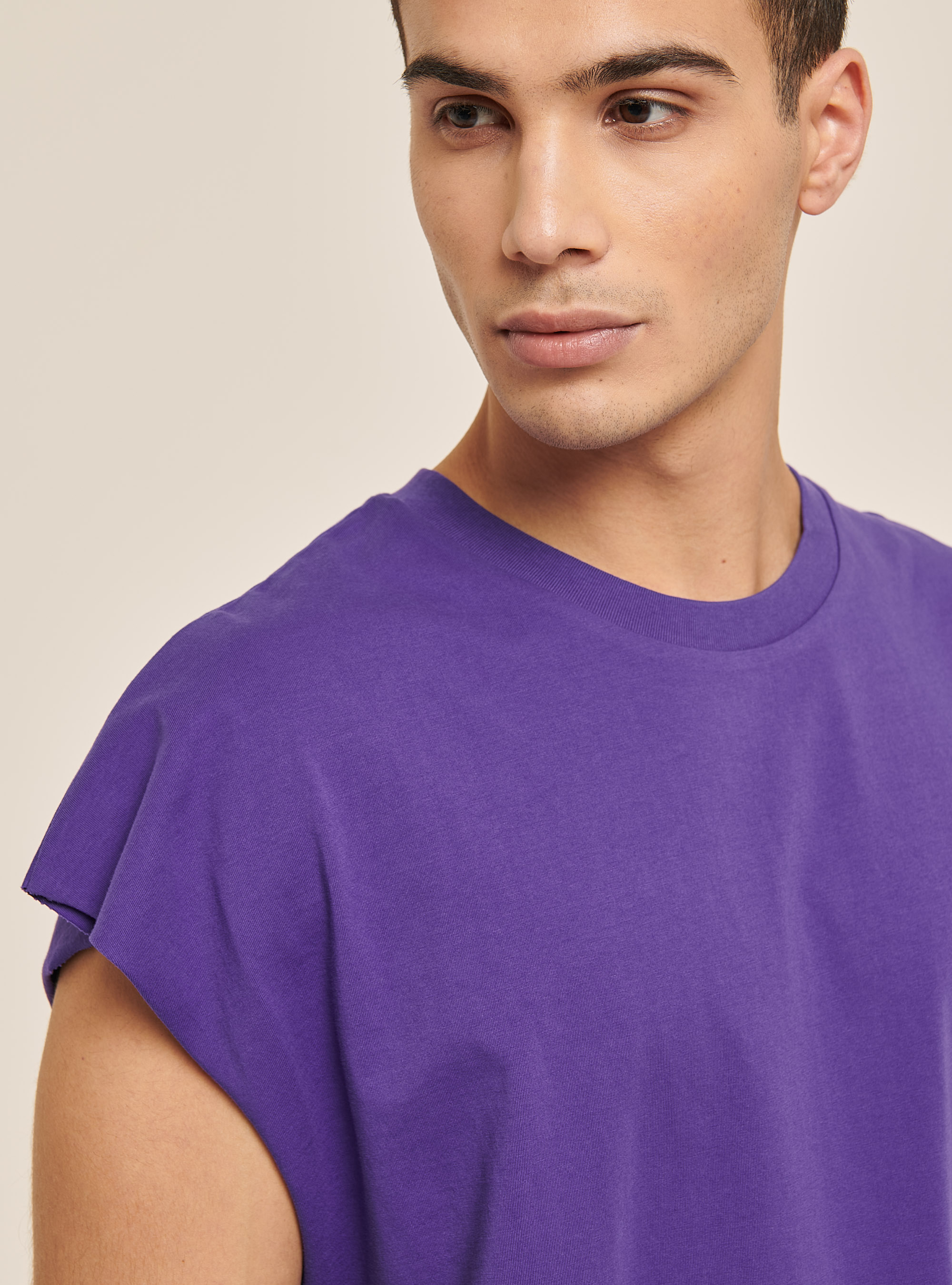 Basic oversize cotton tank top, C4417 PURPLE