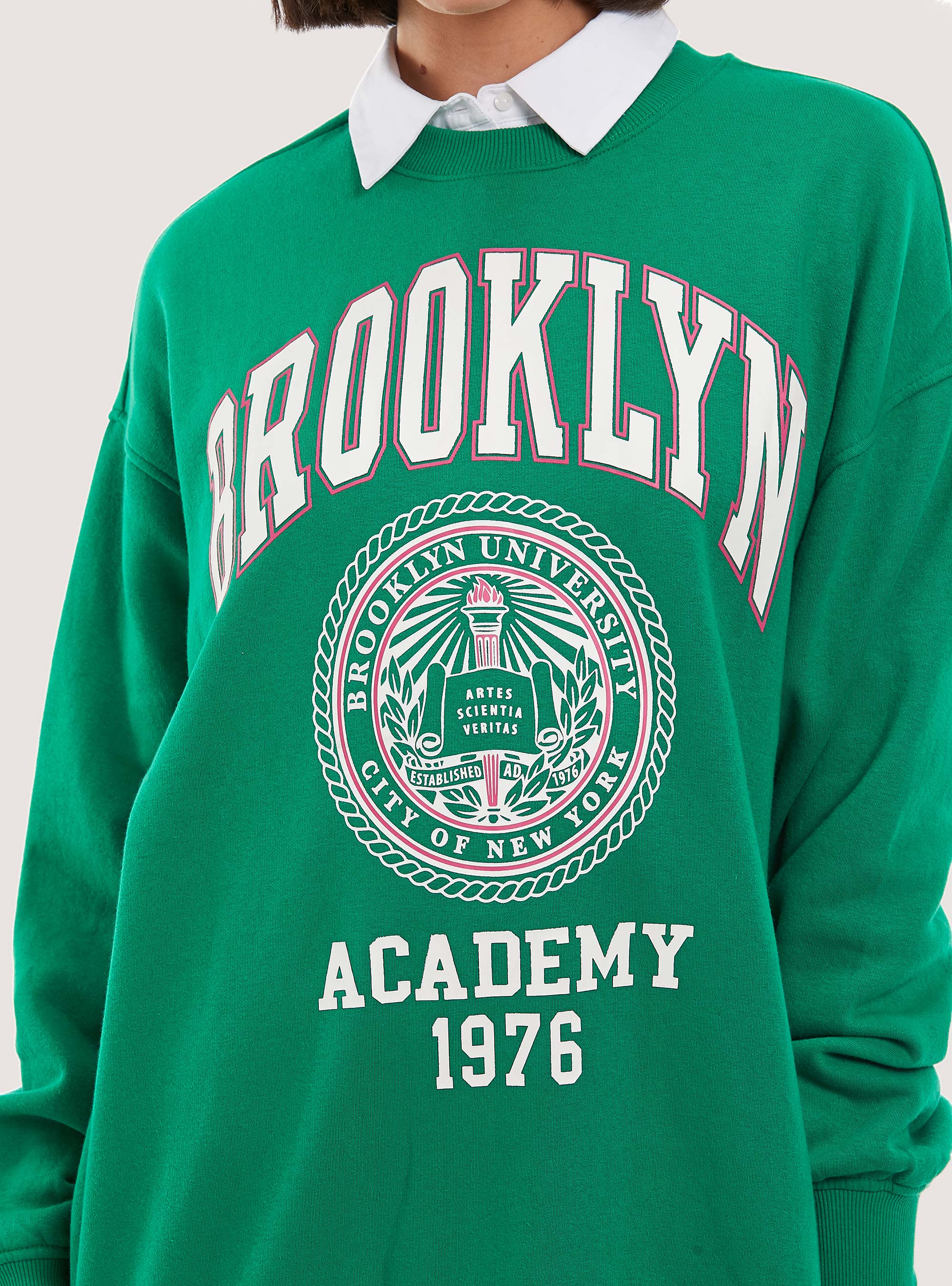 Sweatshirt with oversize college print, GN2 GREEN MEDIUM