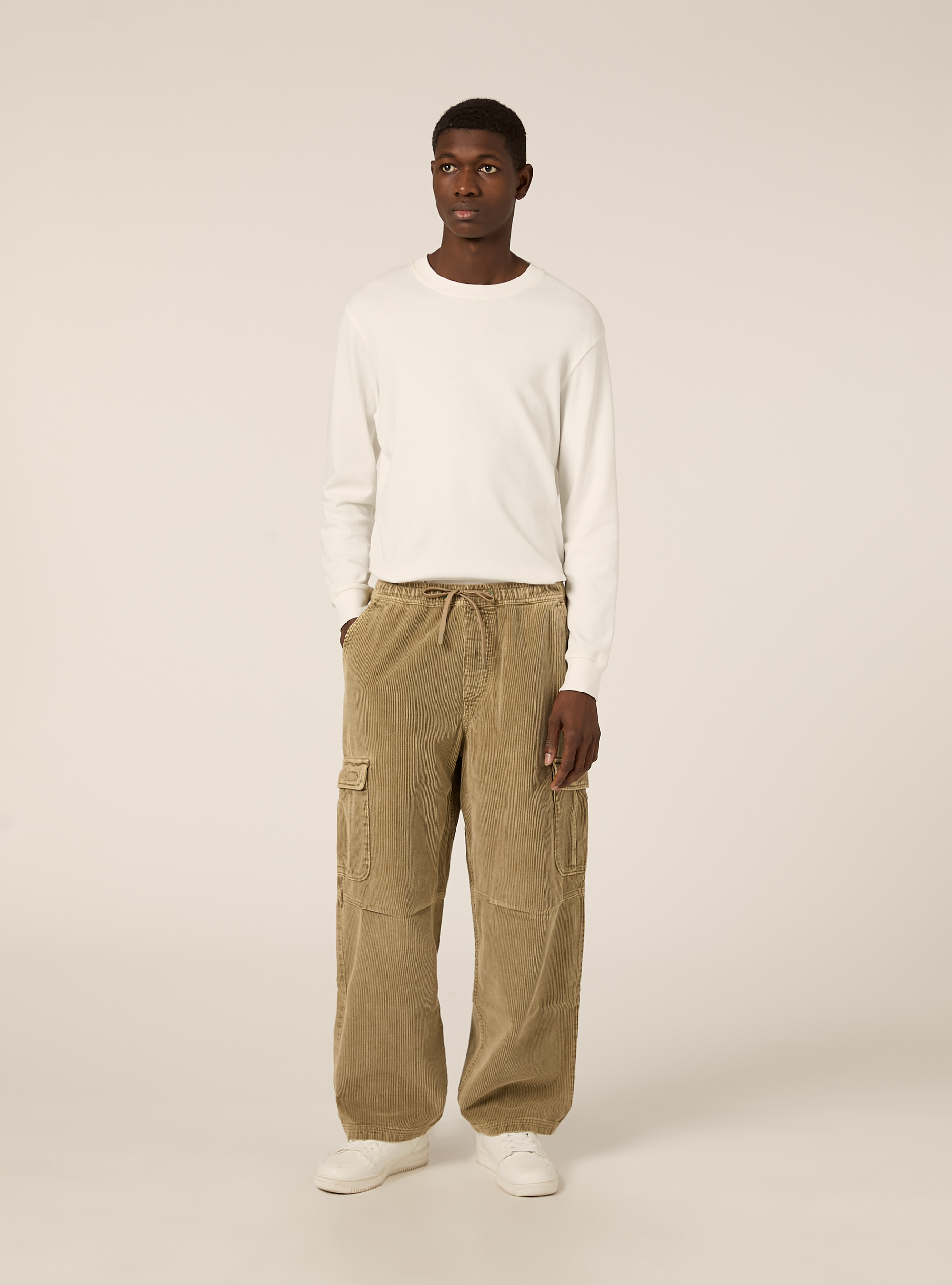 Pantaloni cargo in velluto a coste, BG1 BEIGE DARK