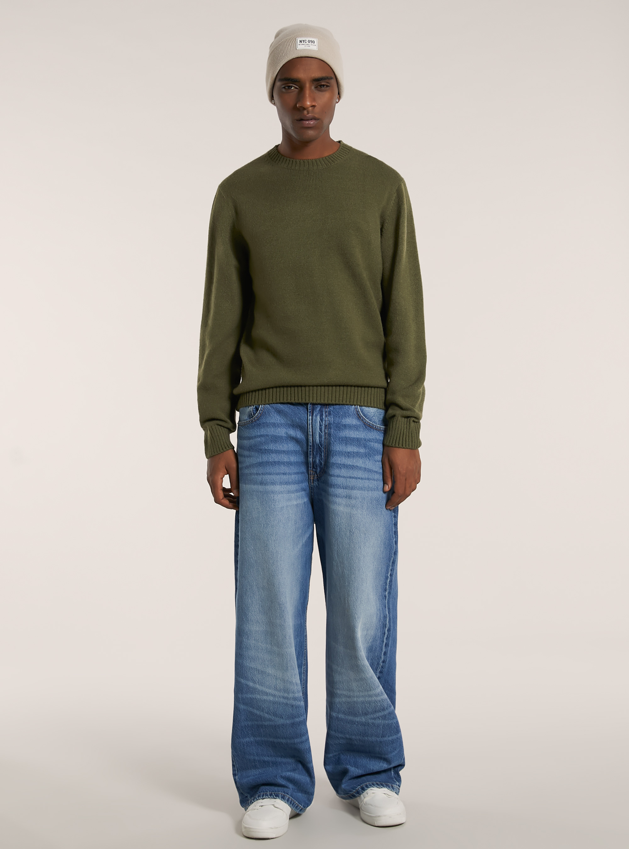 Cashmere like crew-neck pullover, KY1 KAKY DARK