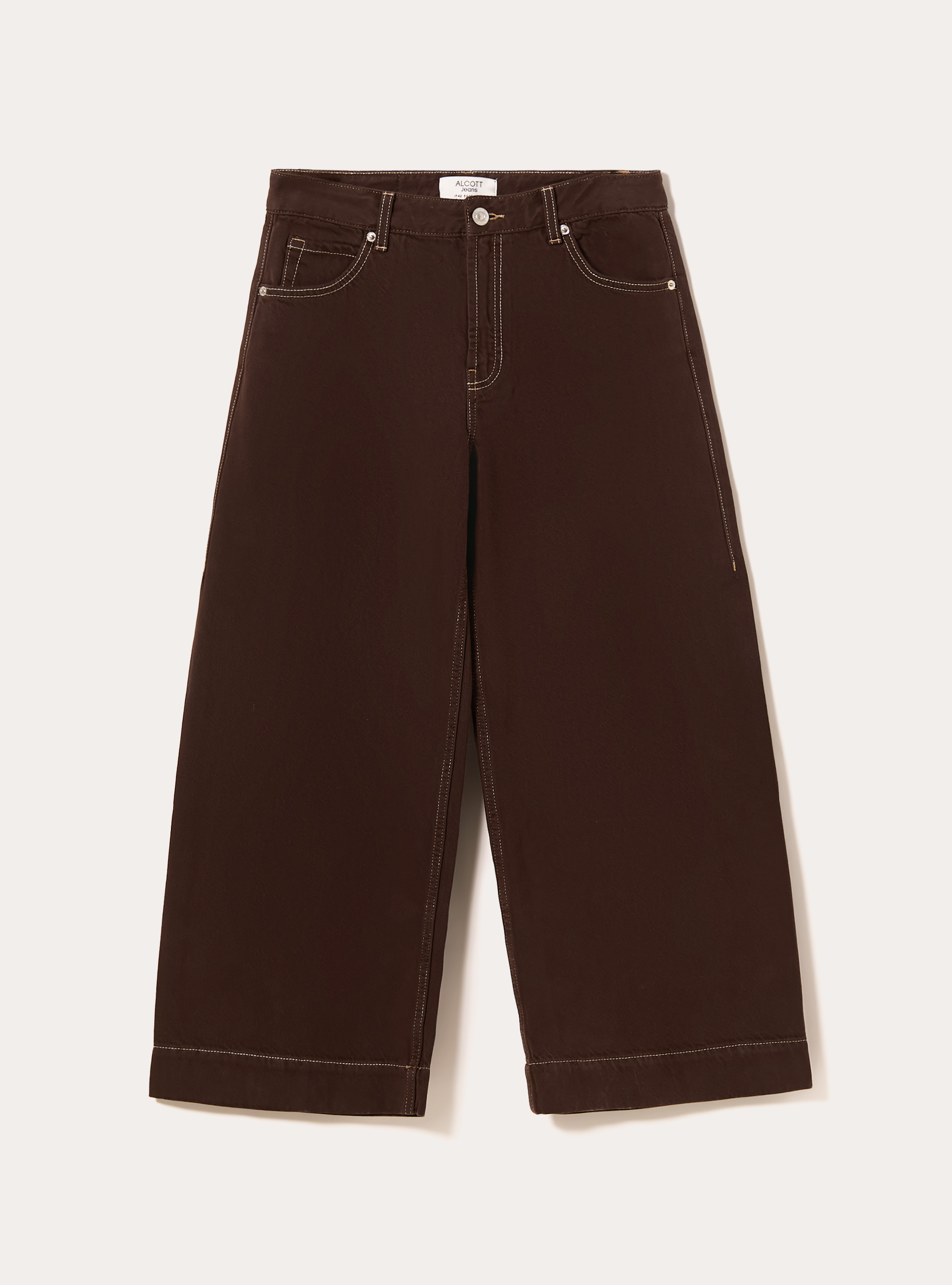 Coloured wide leg cropped jeans, BR2 BROWN MEDIUM