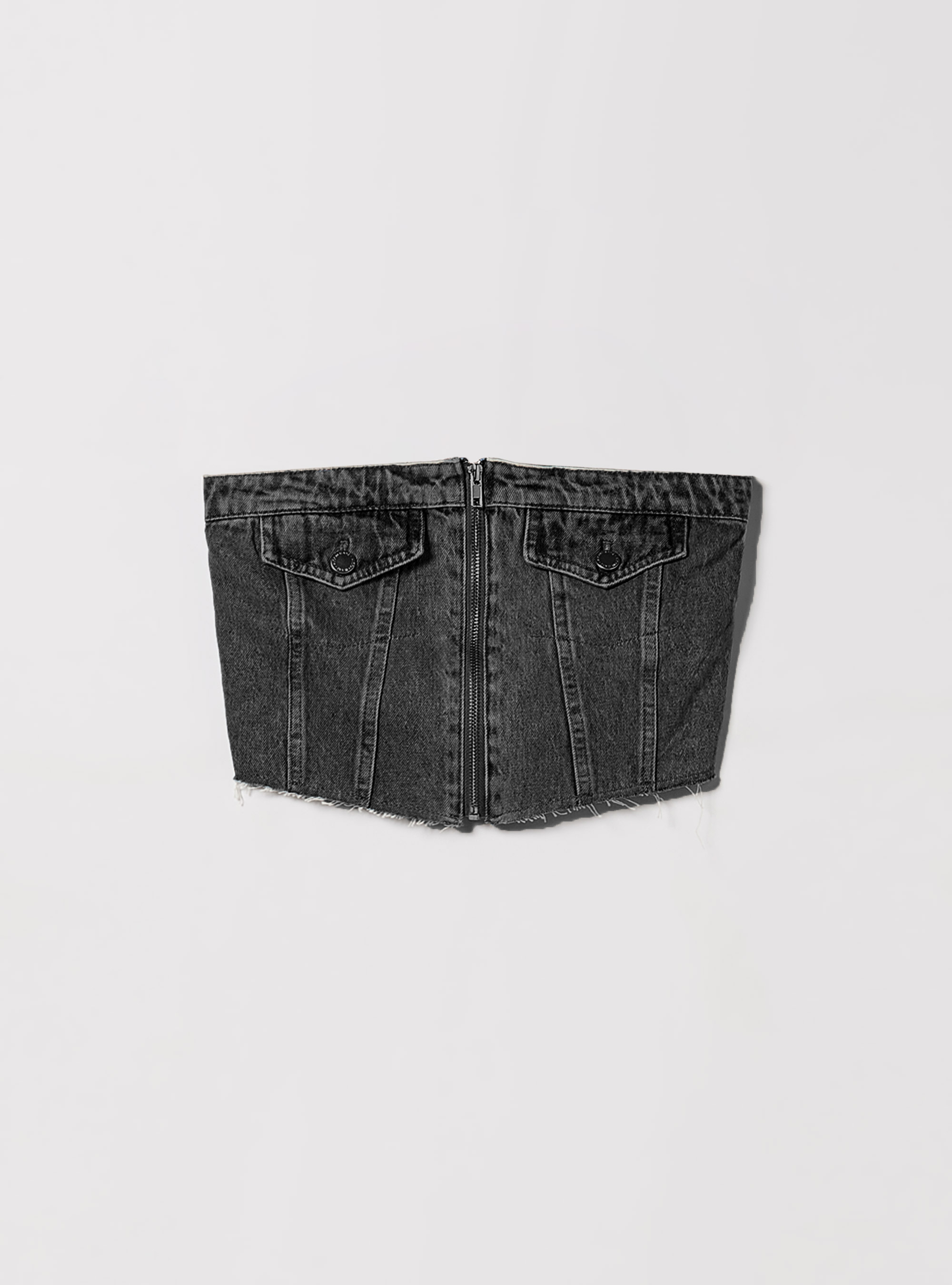 Denim-Bustier mit Reißverschluss, D000 BLACK