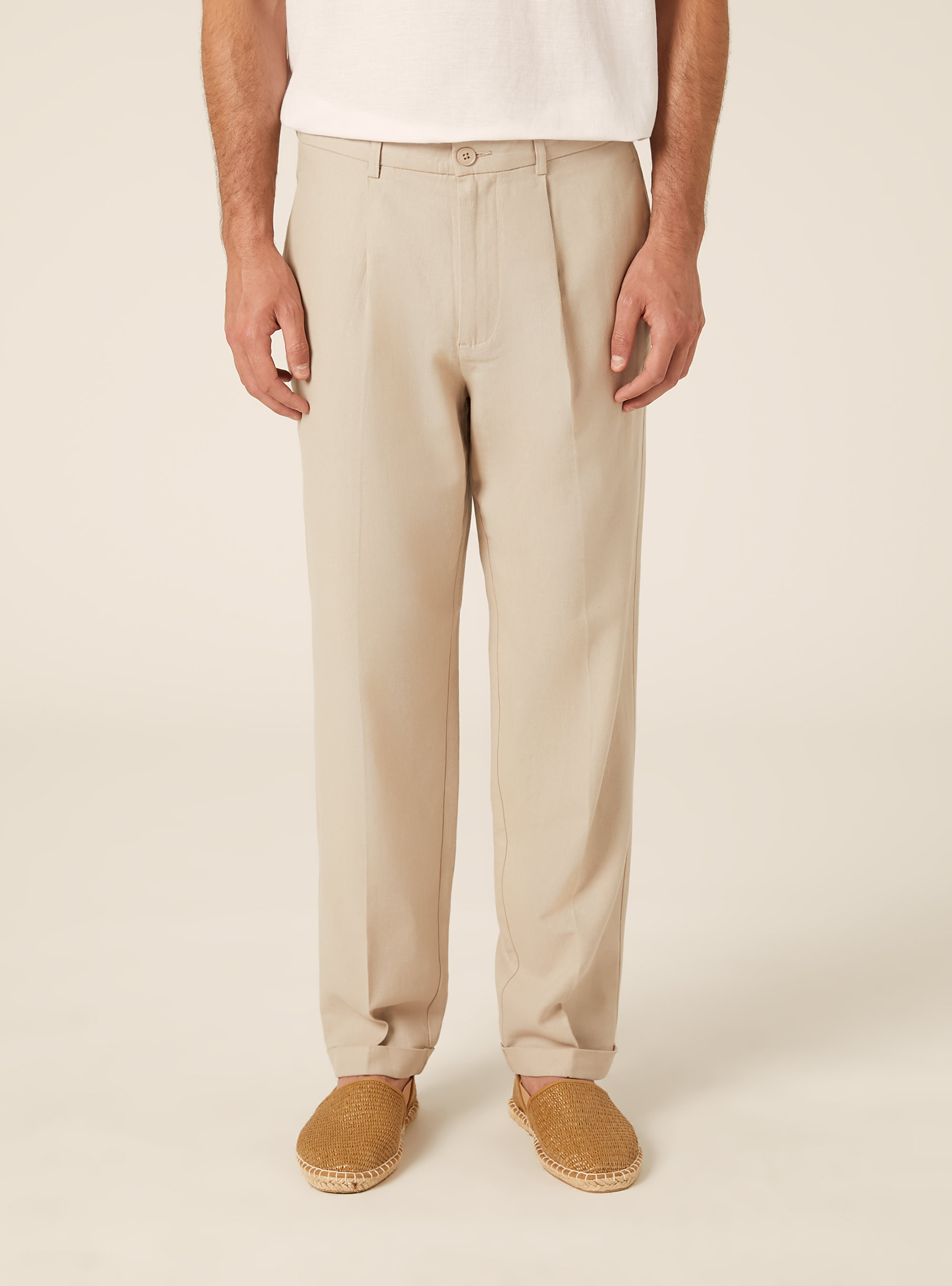 Lightweight Tailored Linen Blend Trousers, BG2 BEIGE MEDIUM