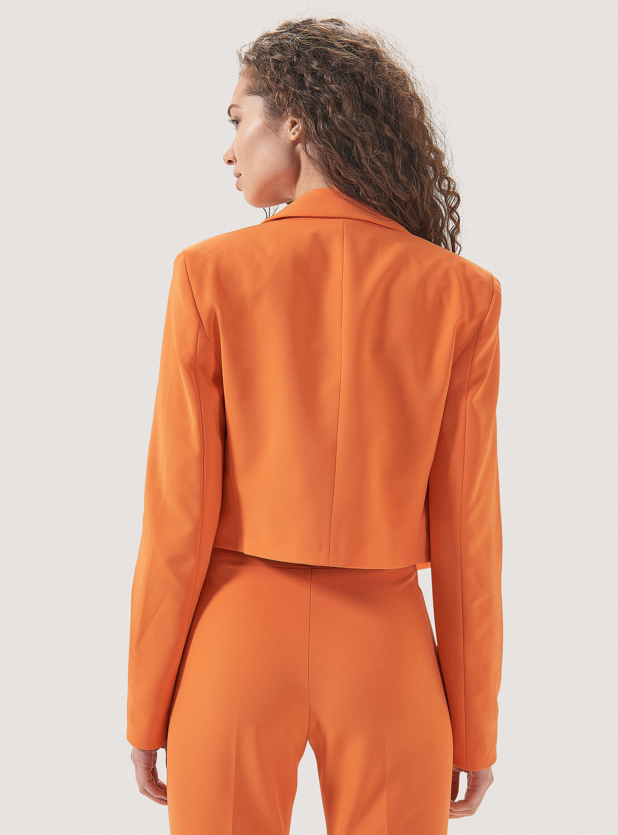 Plain colour cropped blazer, C330 ORANGE