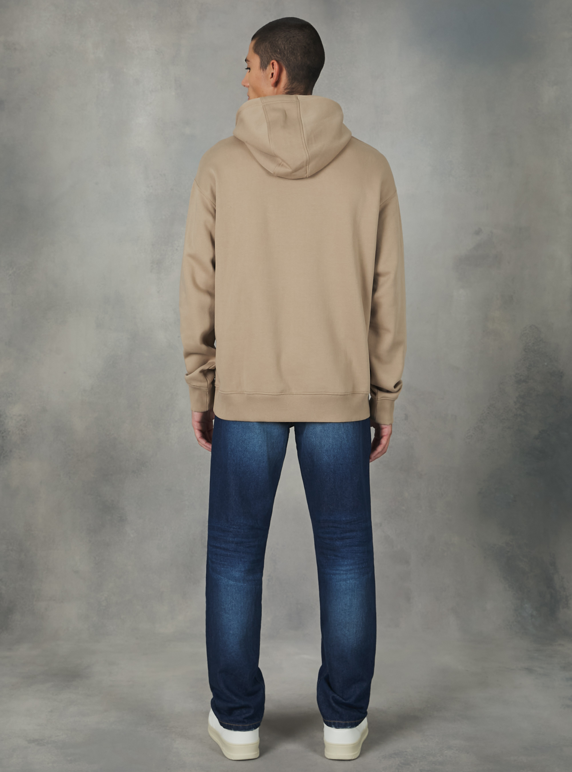 Sudadera con capucha y estampado universitario, BG1 BEIGE DARK