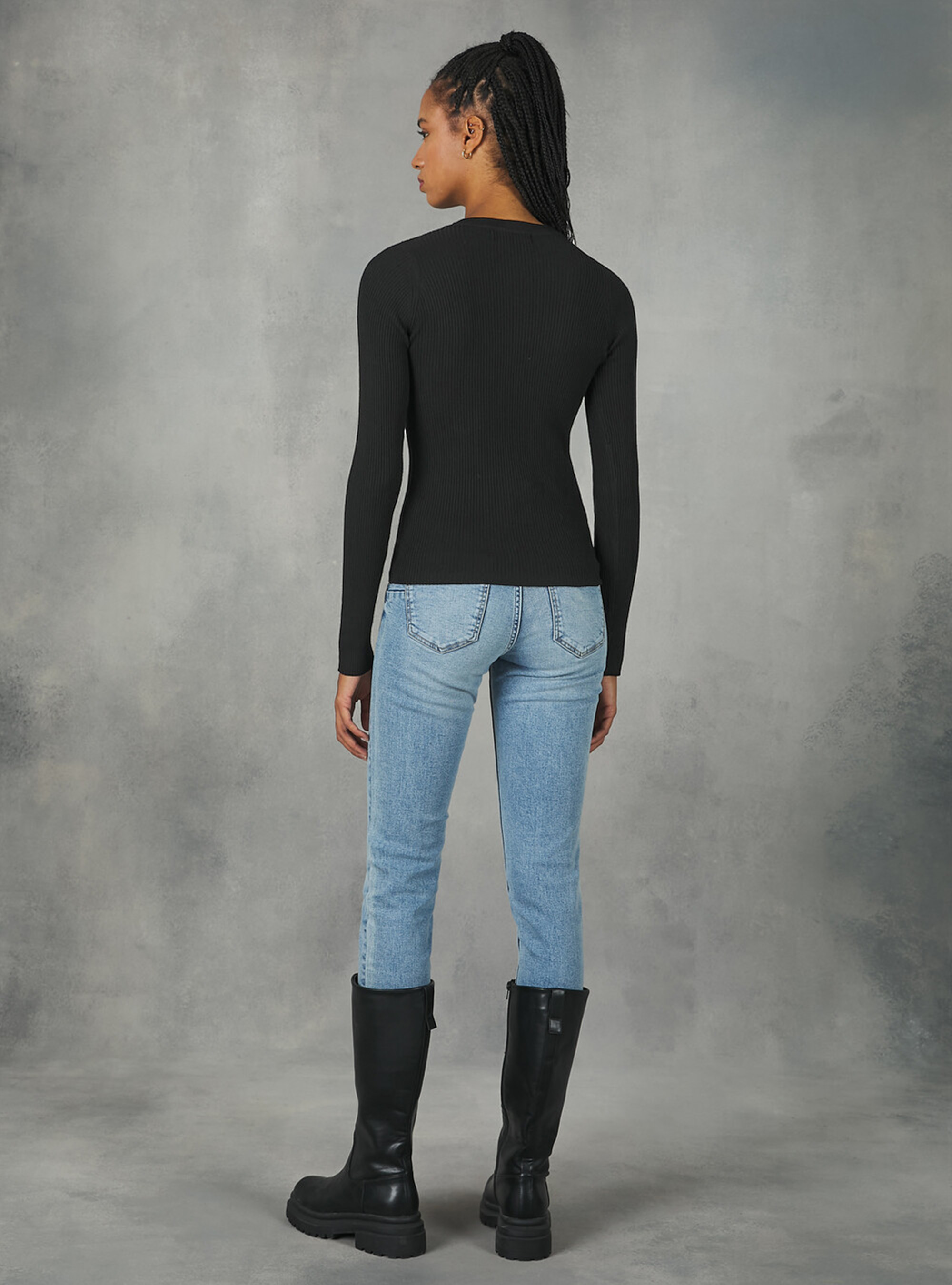 Pullover with V motif, BK1 BLACK