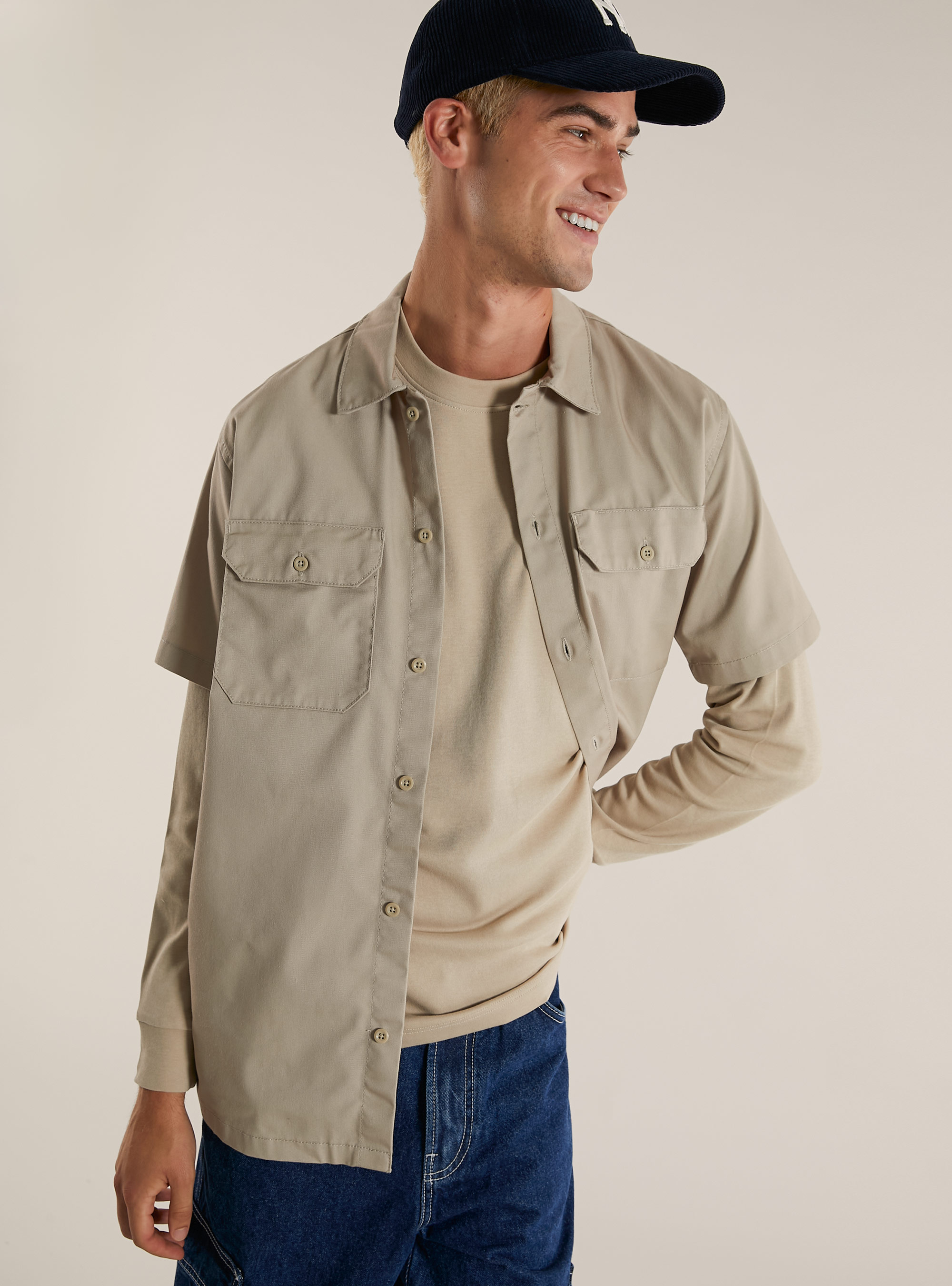 Twill shirt with large pockets, BG2 BEIGE MEDIUM