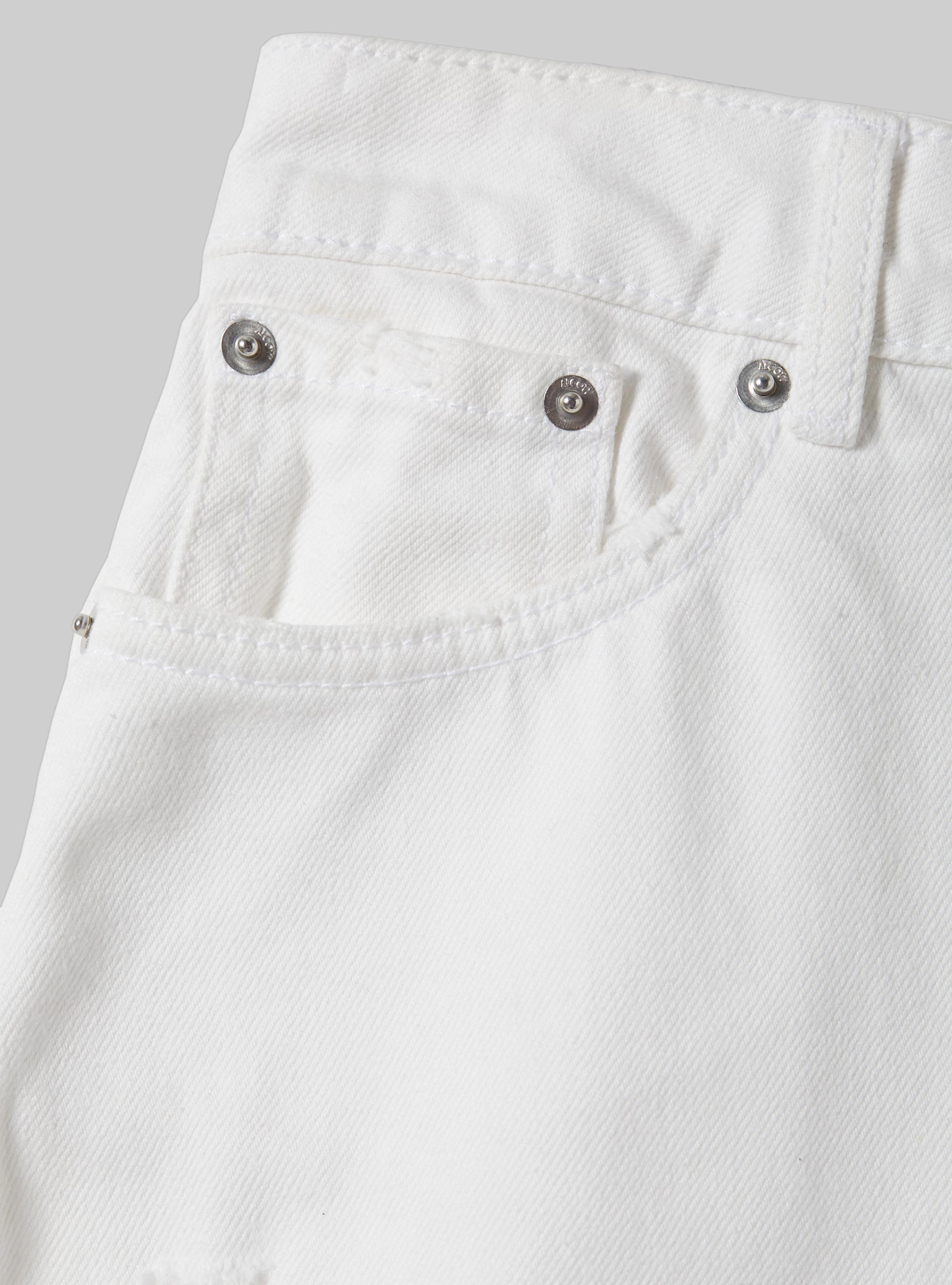 Gonna in denim con strappi, BIANCO