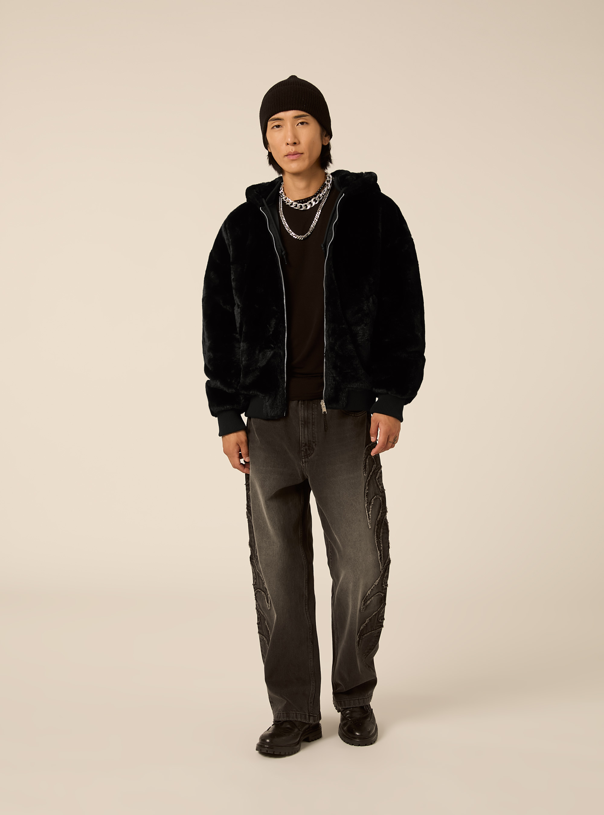 Bomber reversibile con cappuccio, BK1 BLACK