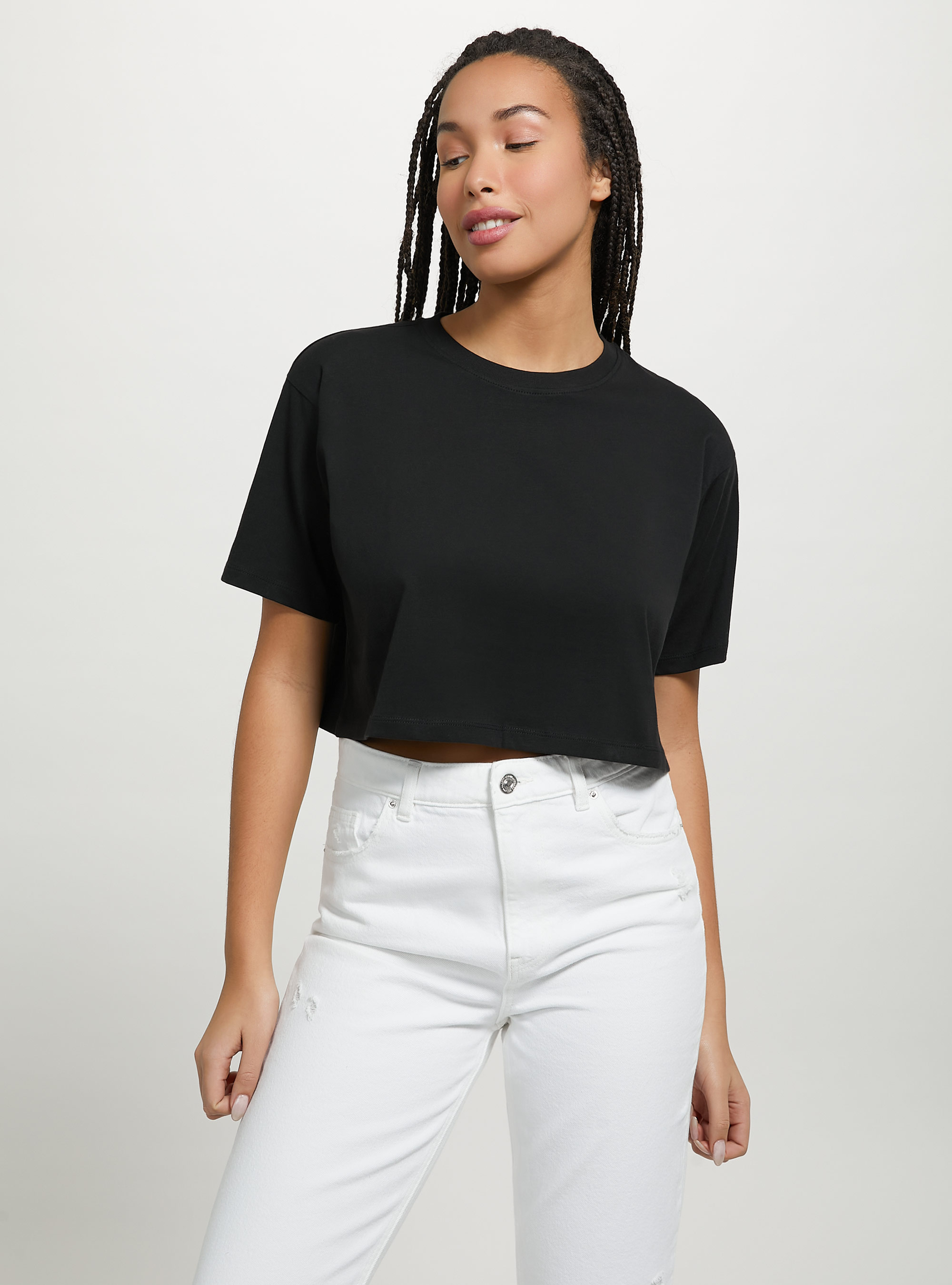 T-shirt en coton court, BK1 BLACK