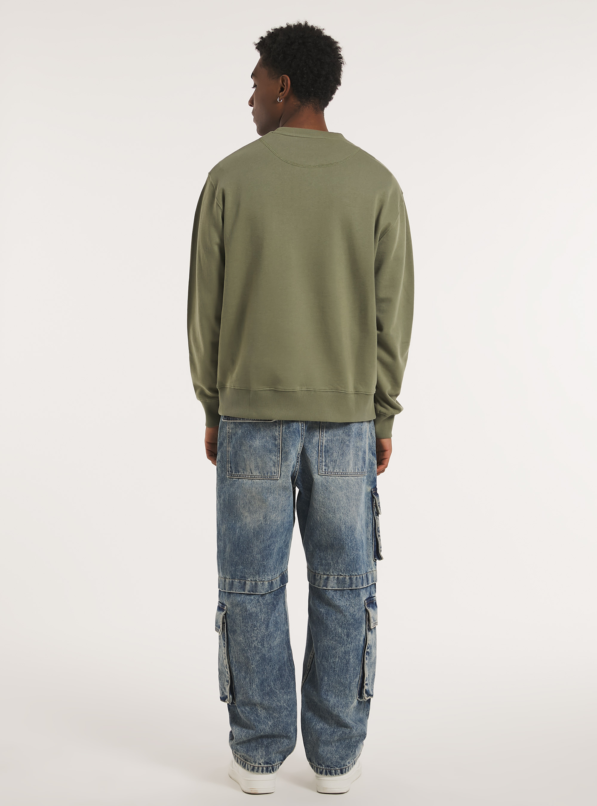 Plain-coloured crew-neck sweatshirt, KY2 KAKY MEDIUM