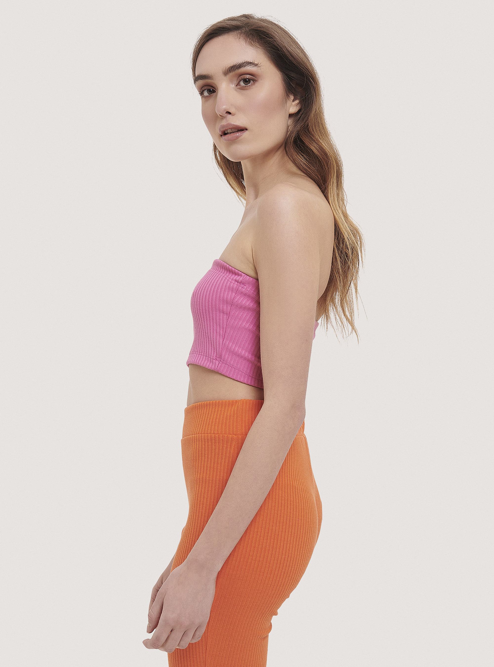 Top bandeau cotel&eacute;, C4430 FUXIA