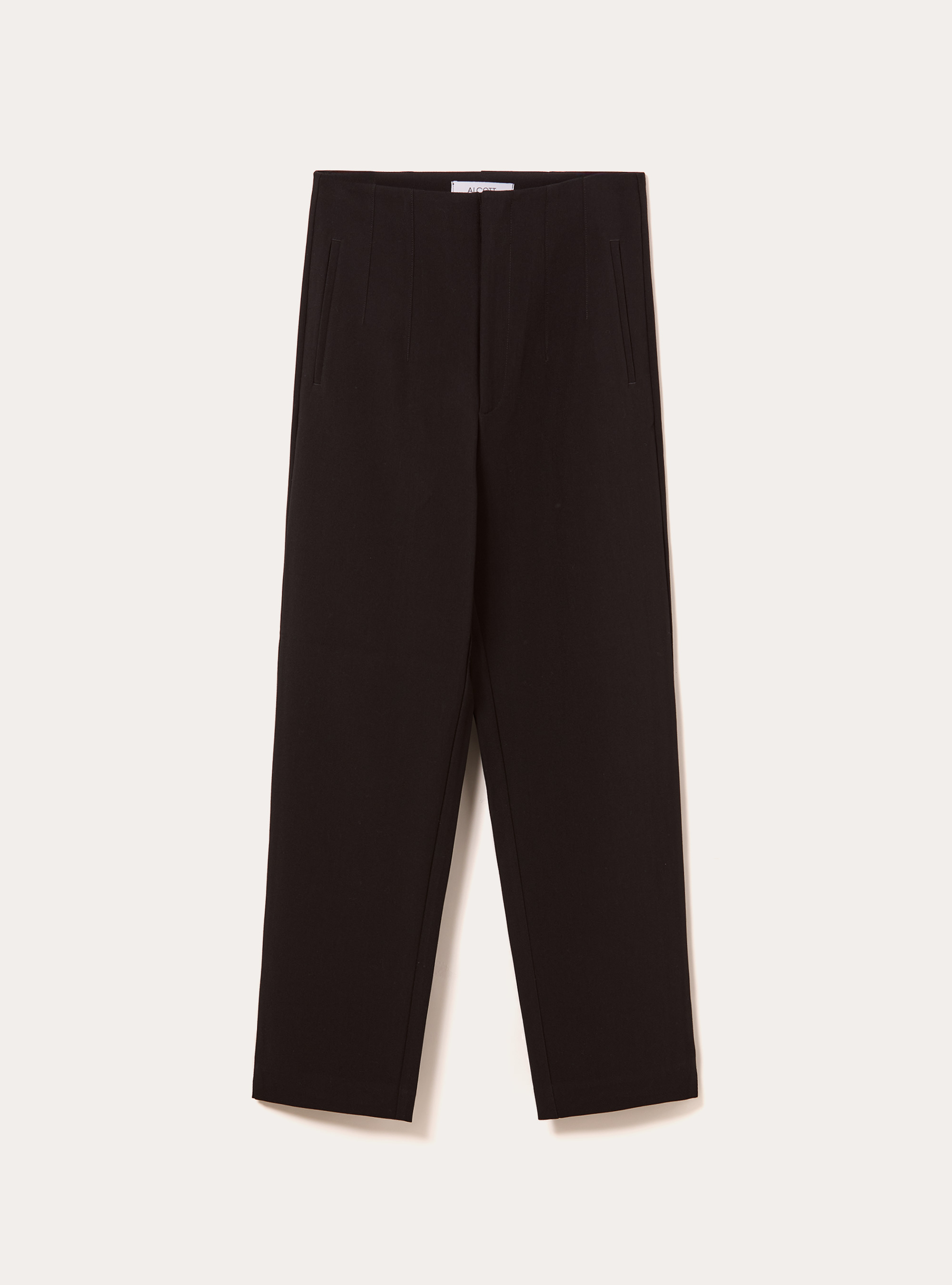 Plain trousers with pleats, BK1 BLACK