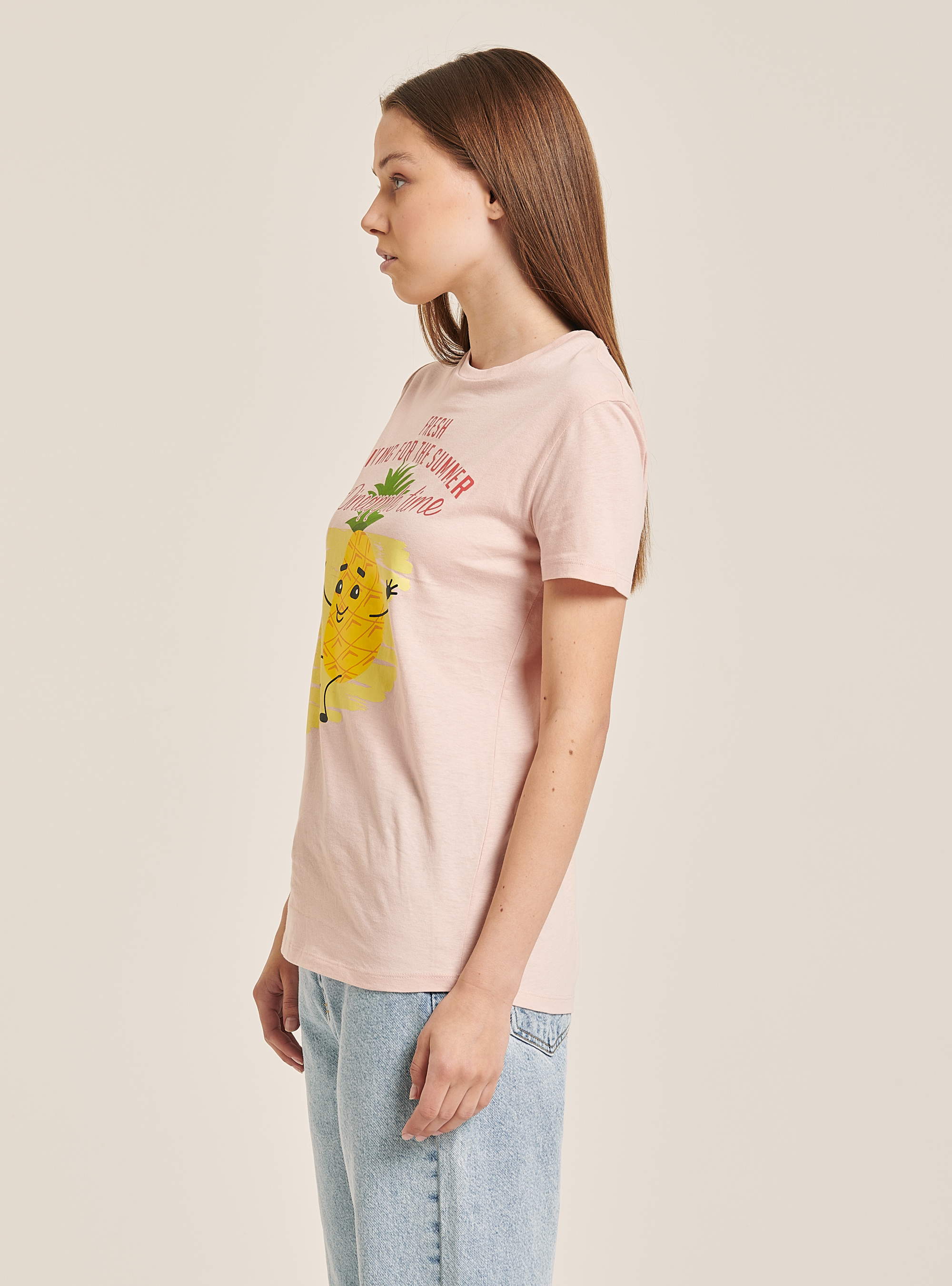 T-Shirt mit buntem Aufdruck, C4447 PINK