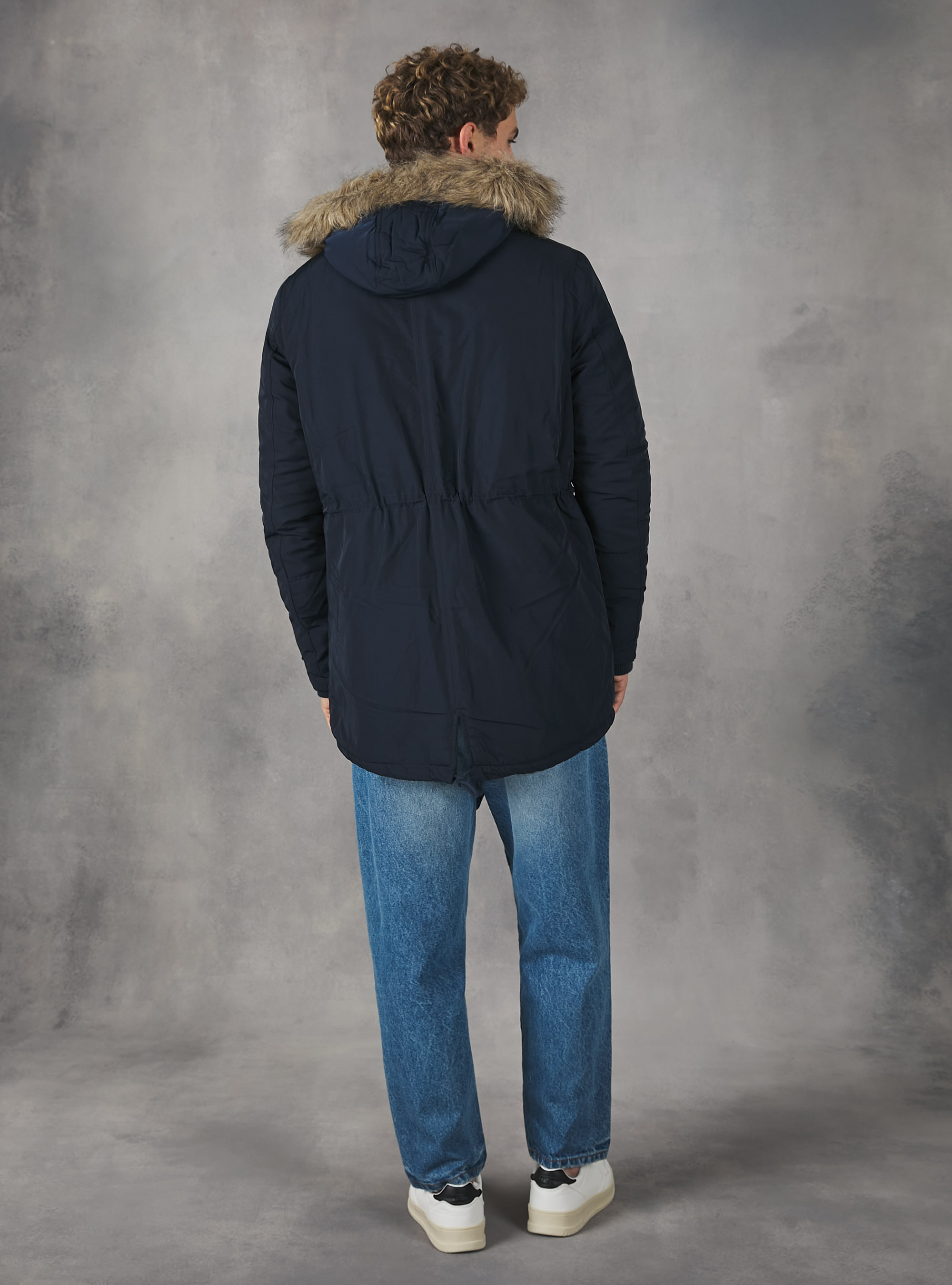 Hooded padded parka, AZUL MARINO