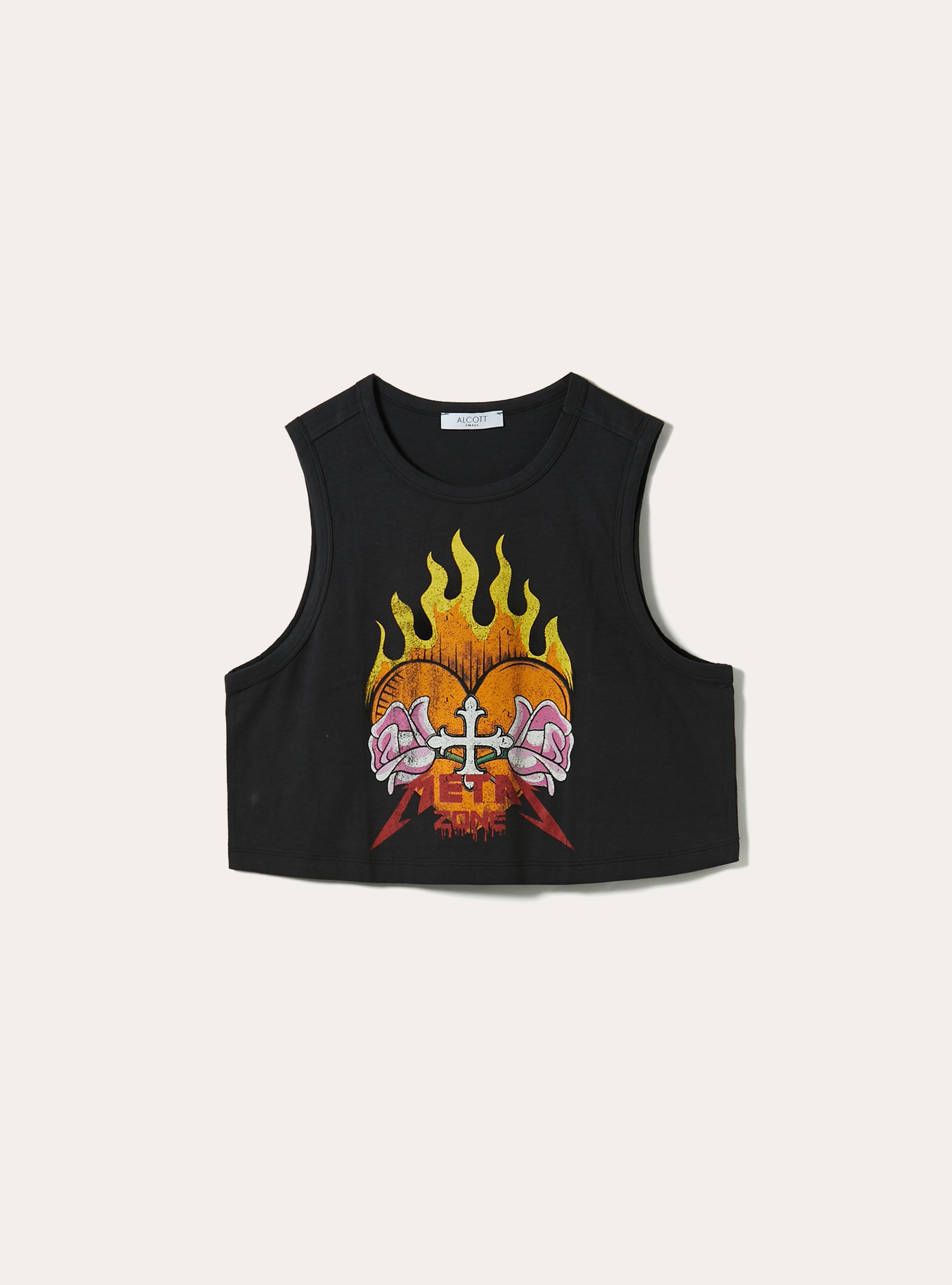 Canotta in cotone con stampa Rock, BK3 BLACK CHARCOAL