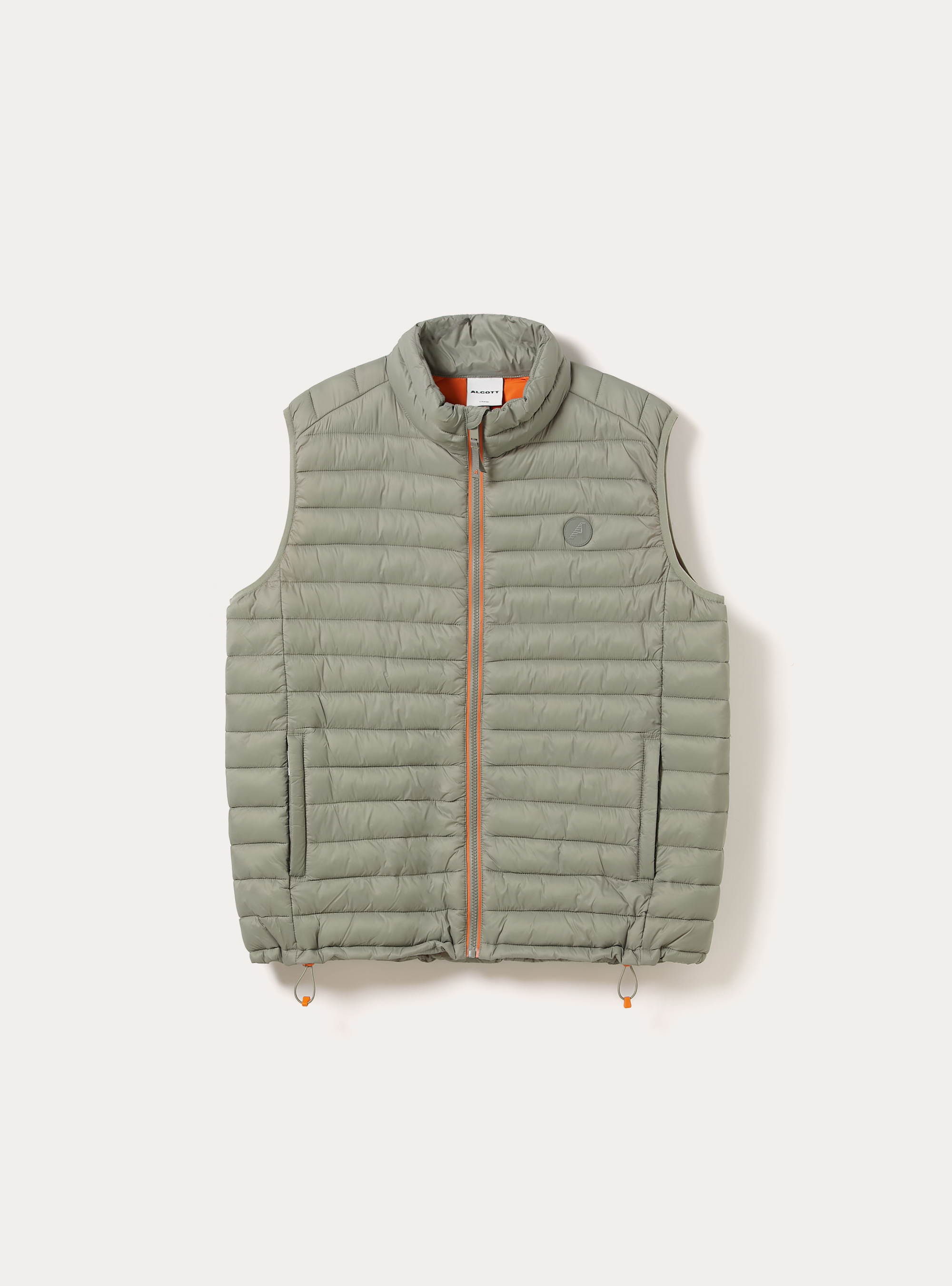 Chaqueta sin mangas acolchada con cremallera en contraste, SG3 SAGE LIGHT