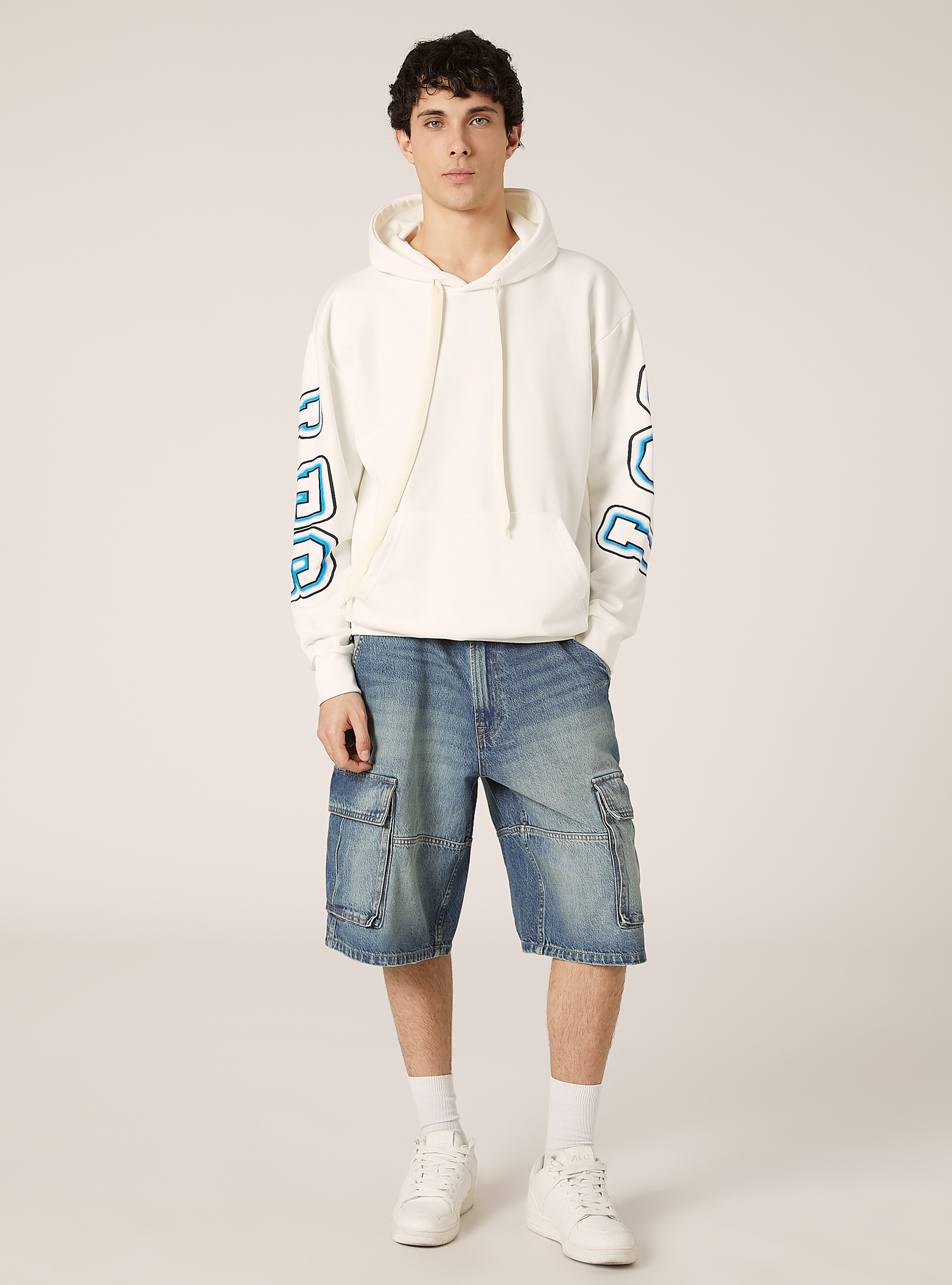 Hoodie mit Aufdruck, WH2 WHITE