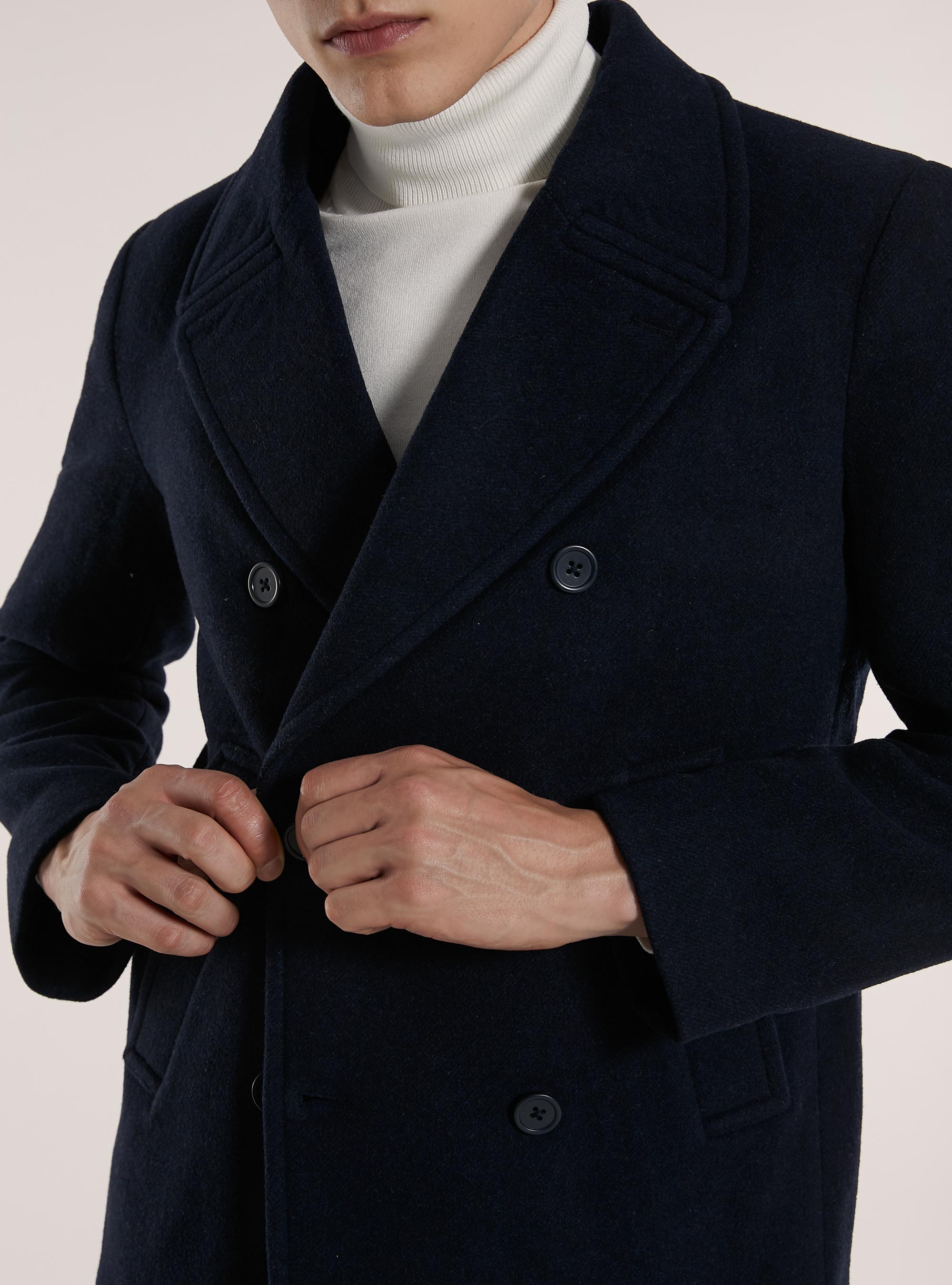 Manteau en caban à double boutonnage, NA1 NAVY DARK
