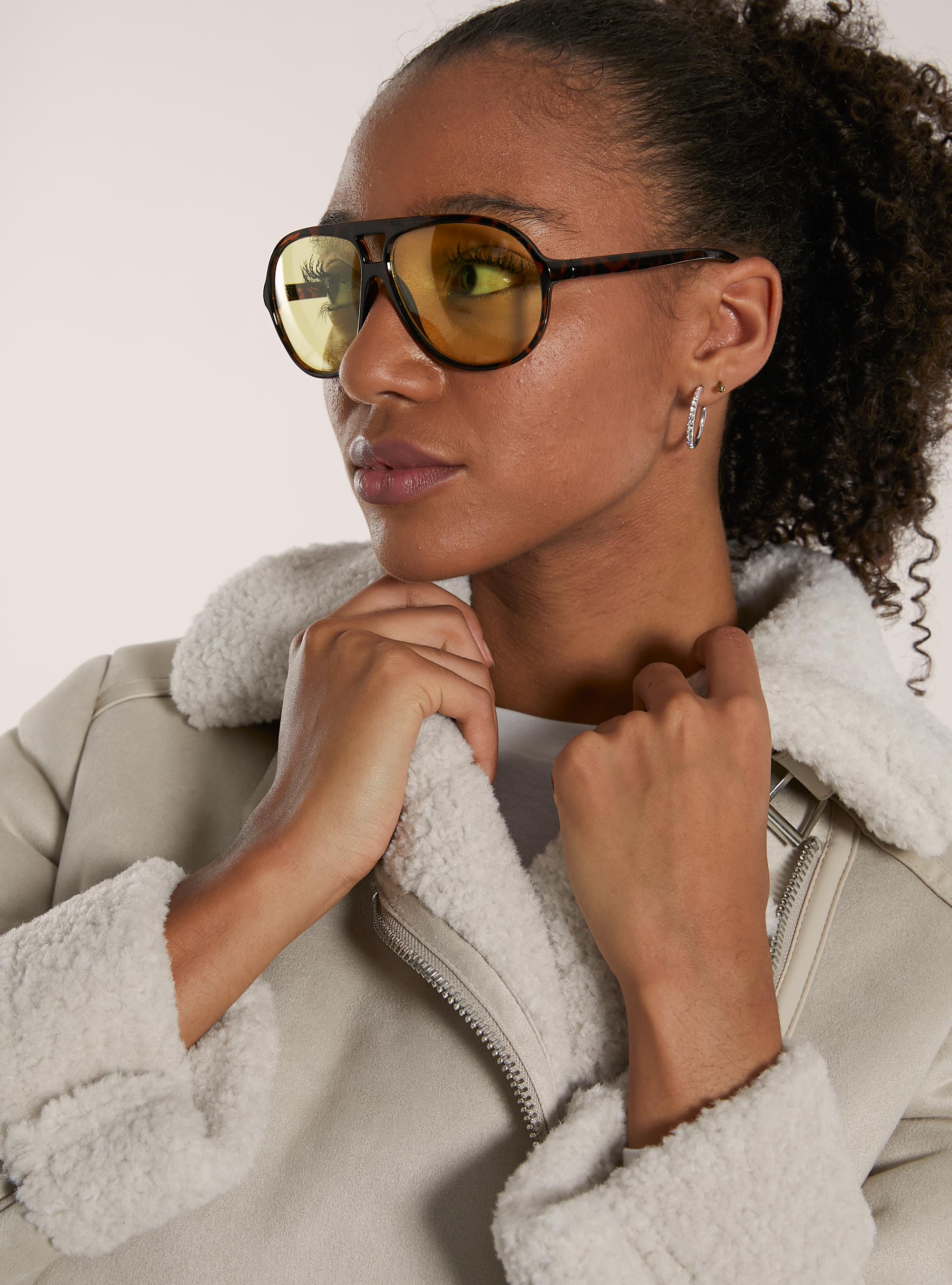 Suede-effect sheepskin jacket, SA2 SAND MEDIUM