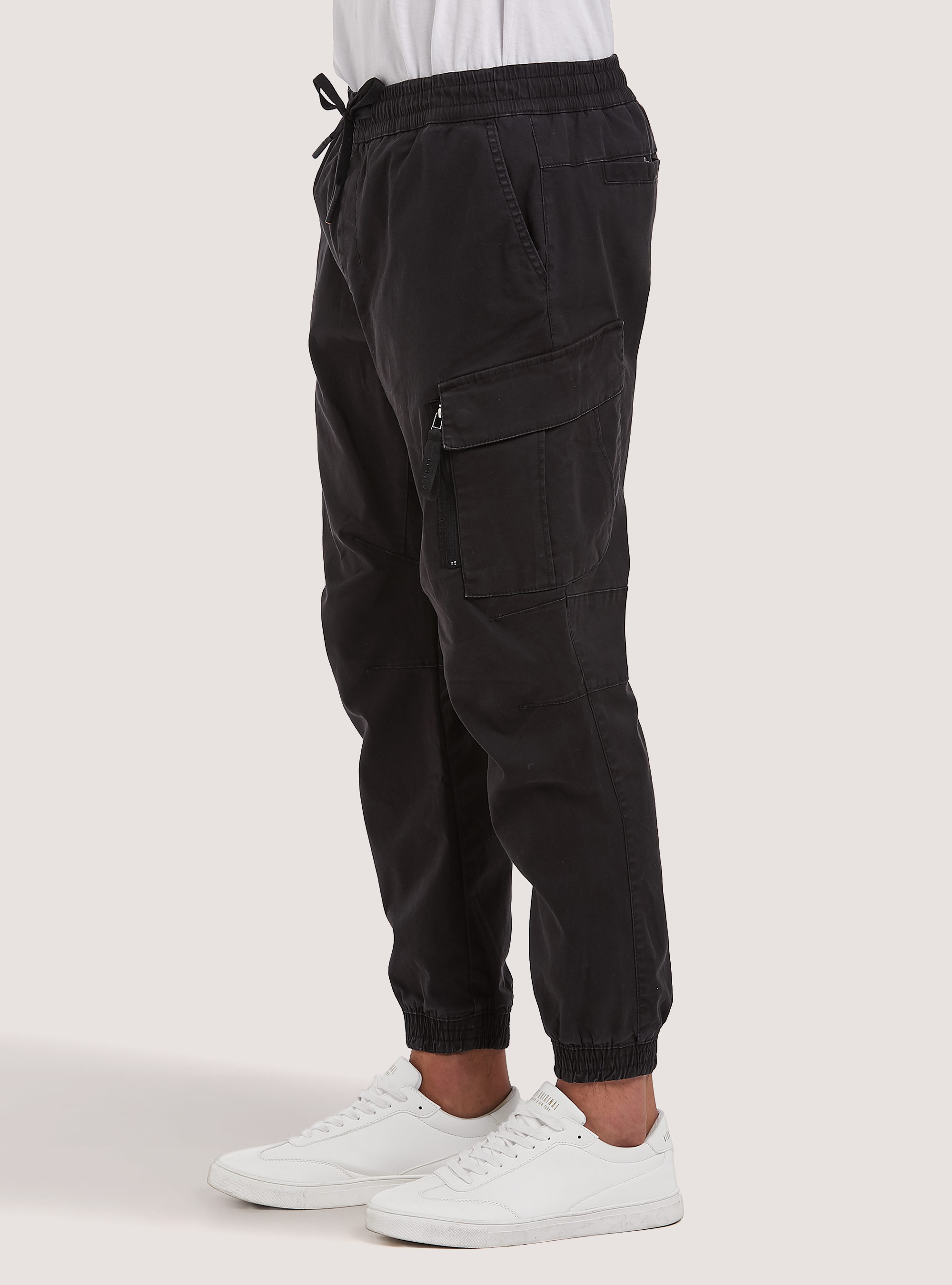 Stretch twill jogger trousers with large pockets, BK1 BLACK