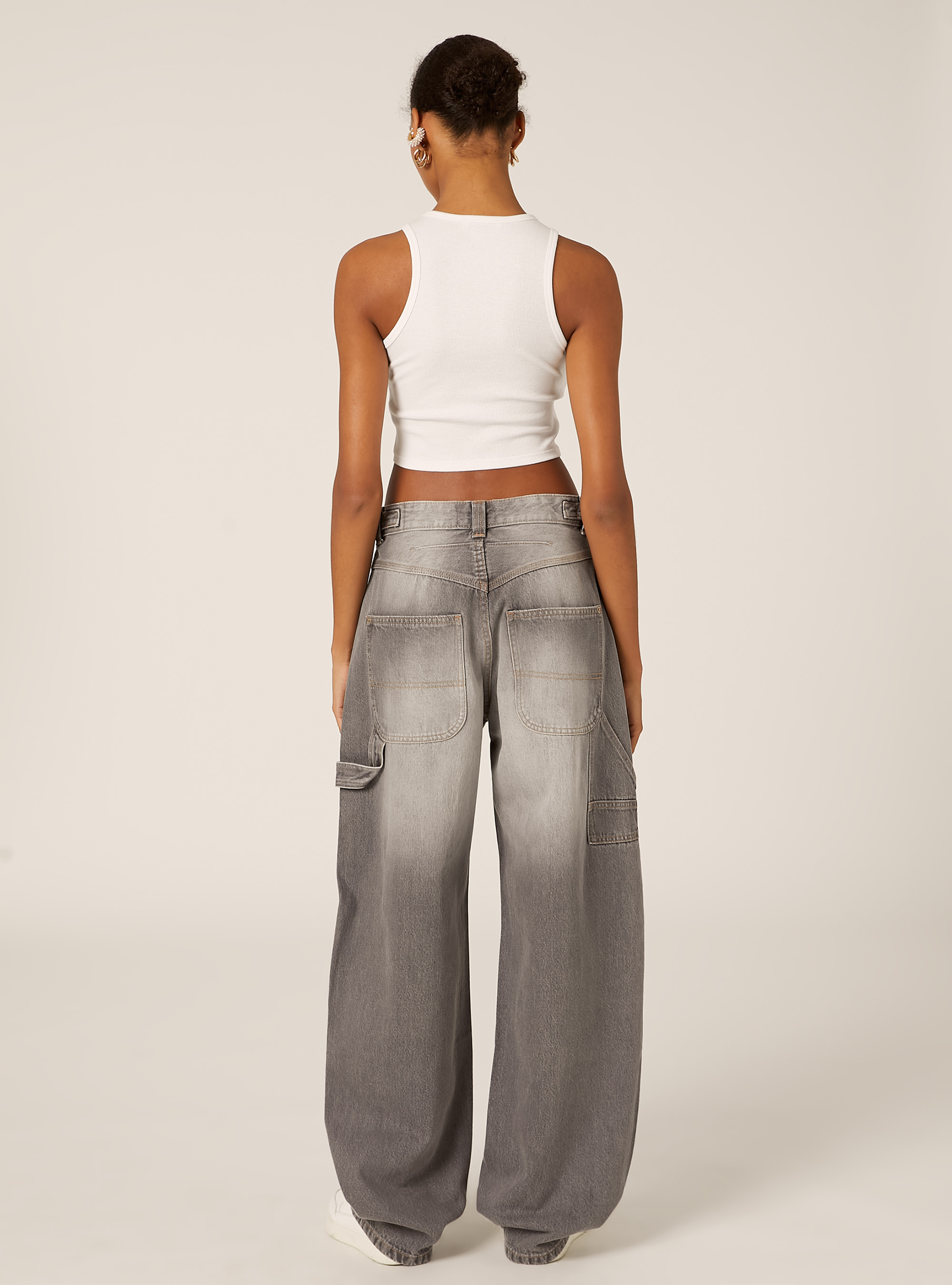 Jeans balloon carpenter con vita regolabile, D00G GREY