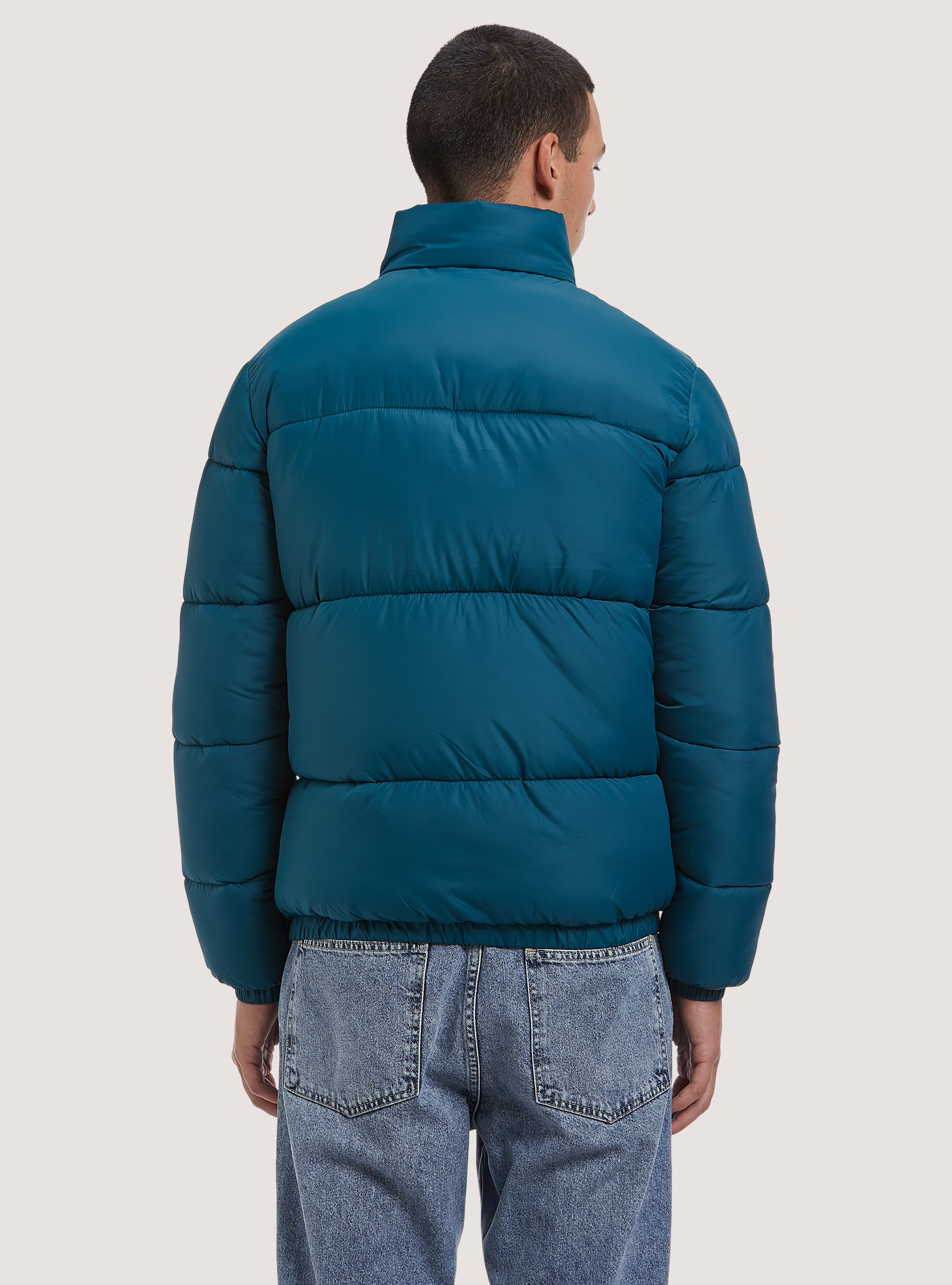 Giubbotto puffy in tinta unita, OB3 BLUE OIL LIGHT