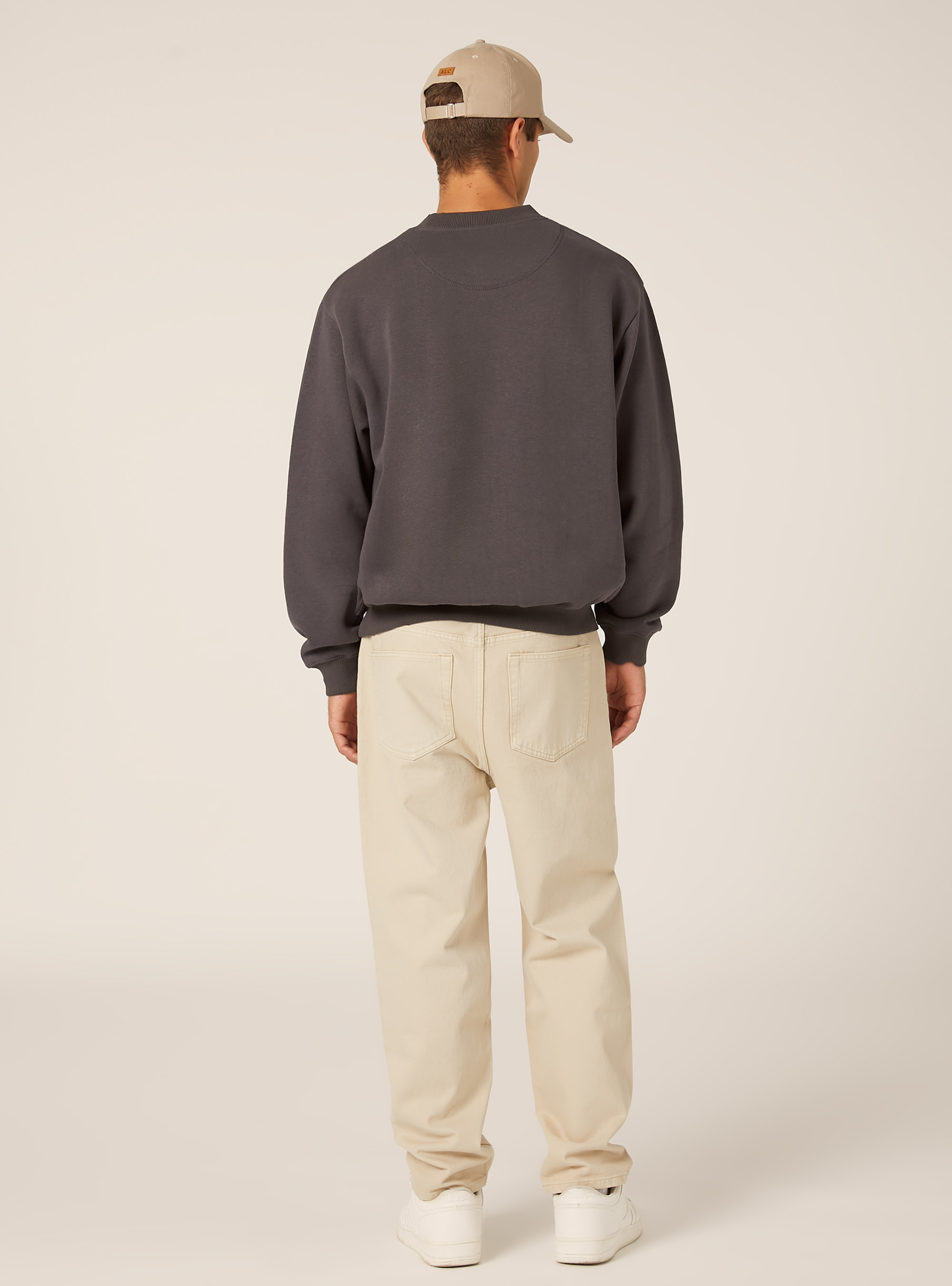 Boxy fit crew neck sweatshirt, GY1 GREY DARK