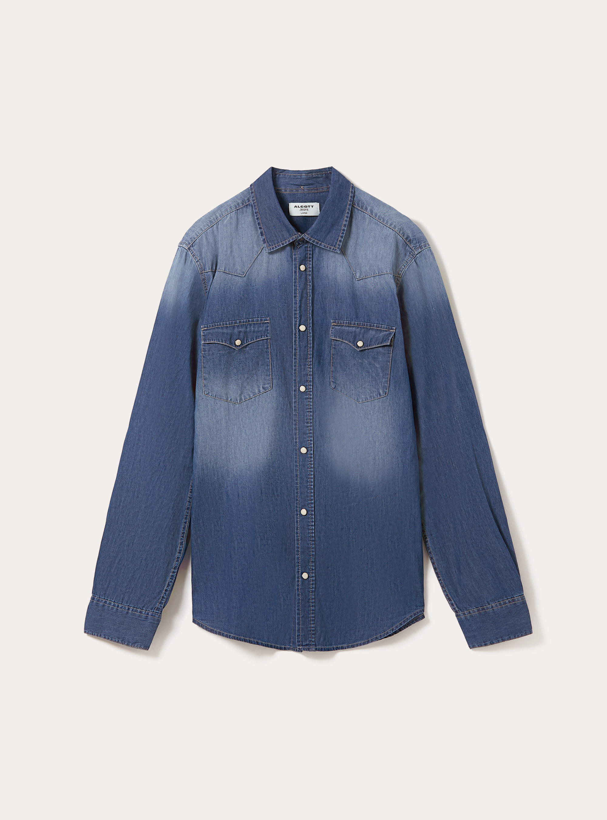 Camicia in denim basica, D003 MEDIUM BLUE