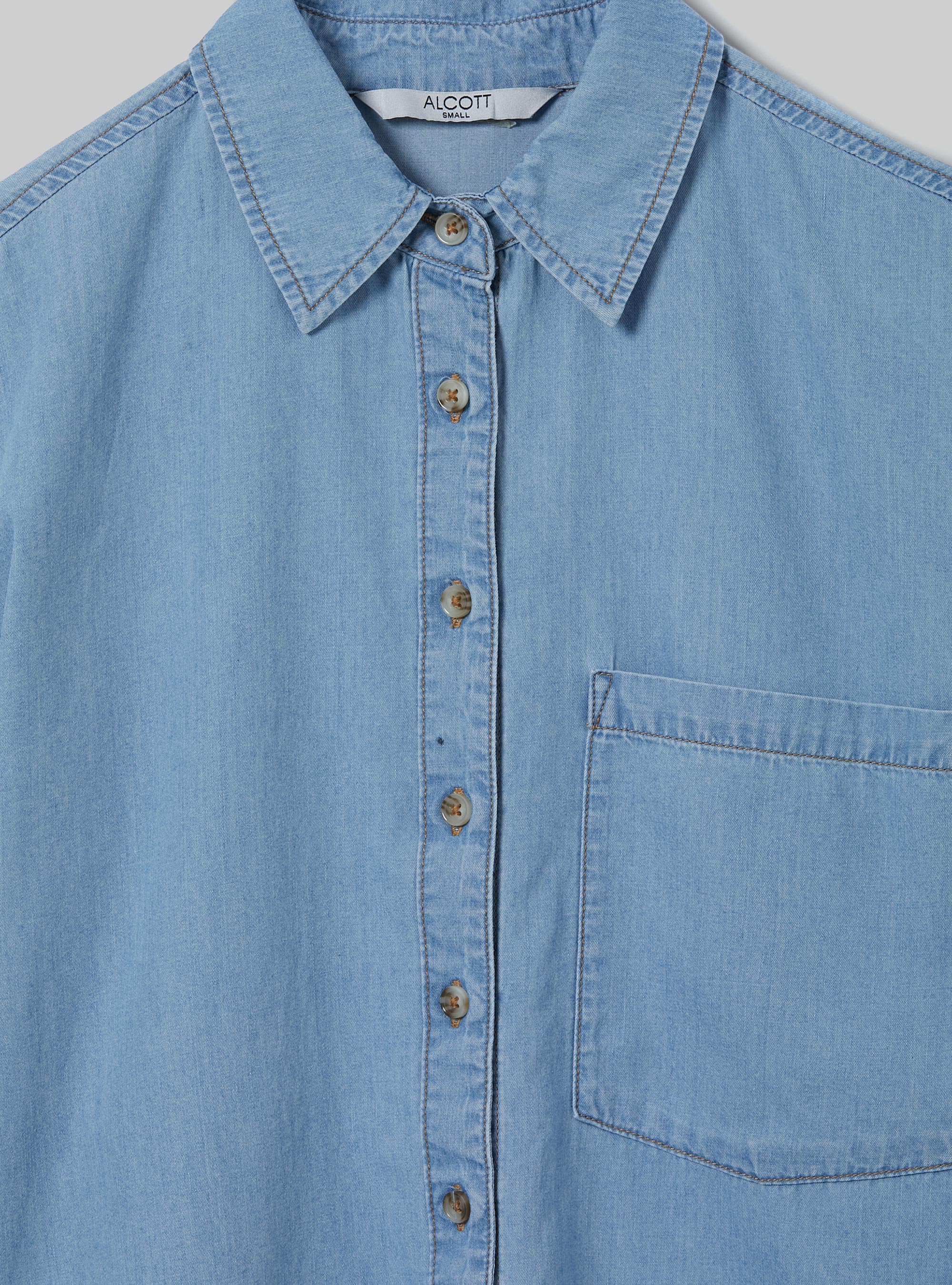 Camicia in denim oversize, D006 AZURE