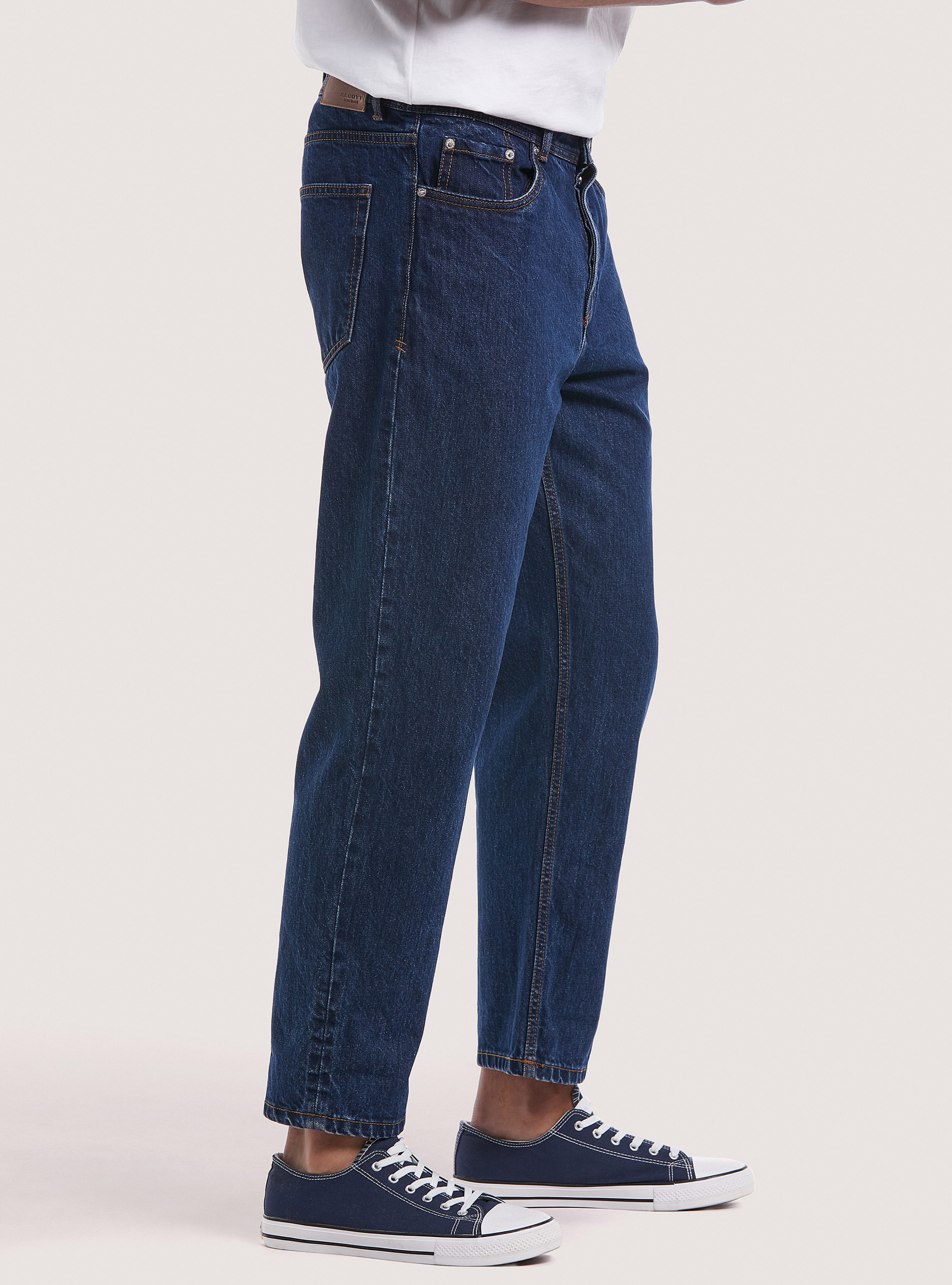 Vaqueros dad fit de algod&oacute;n, AZUL