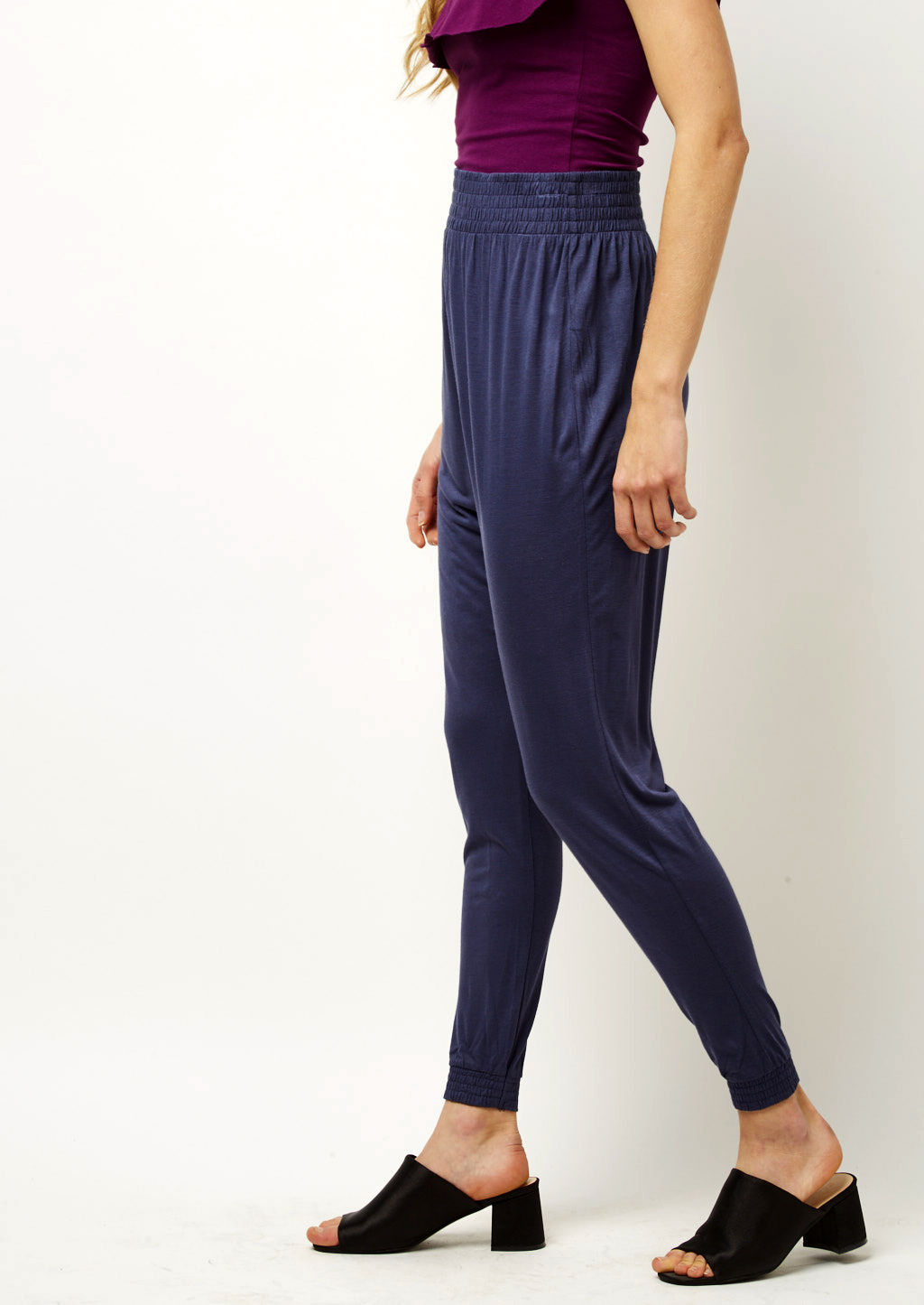 Pantaloni con lavorazione punto smoke, C031 INK