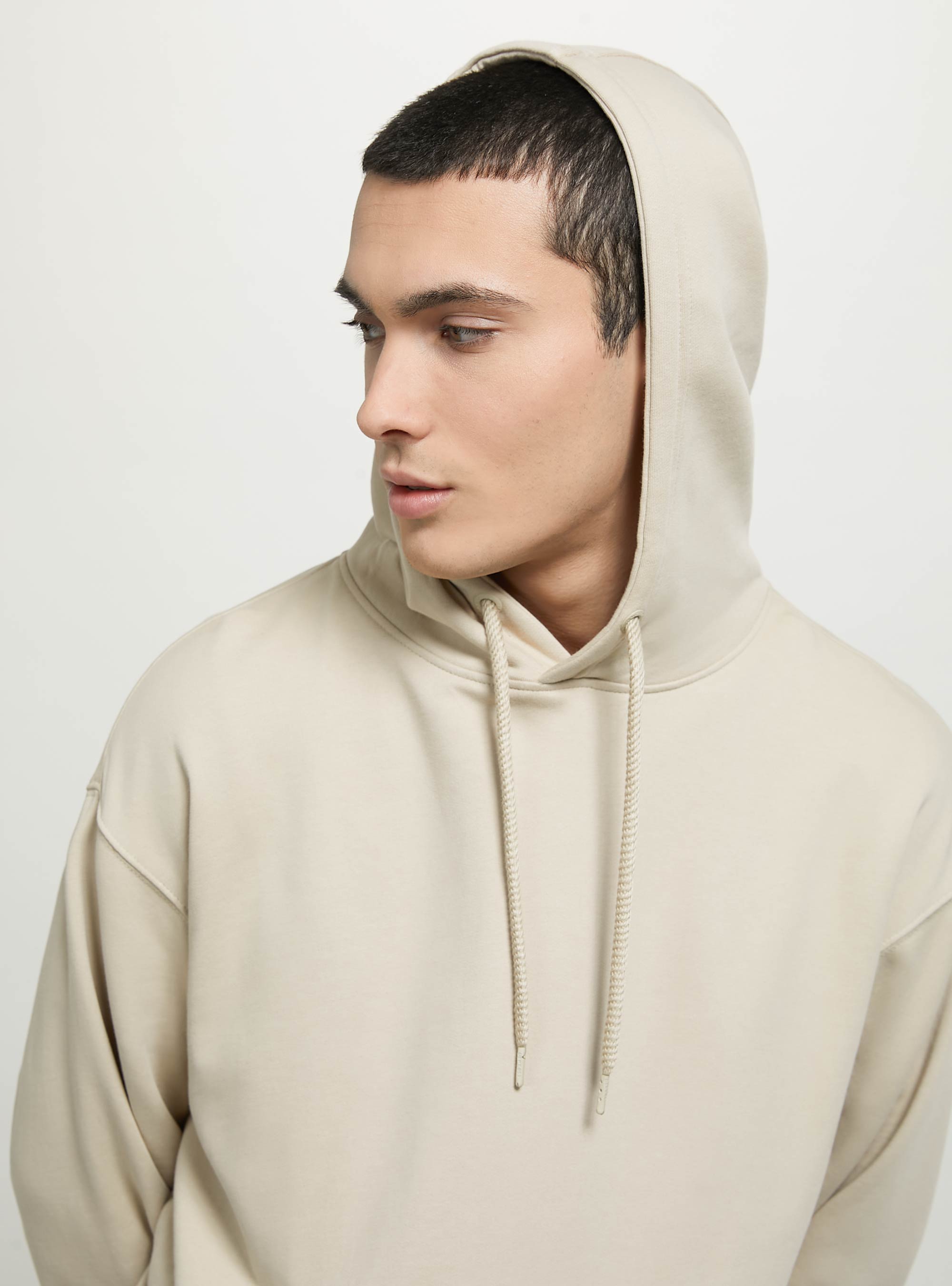 Felpa con cappuccio e tasca a marsupio, BG1 BEIGE DARK