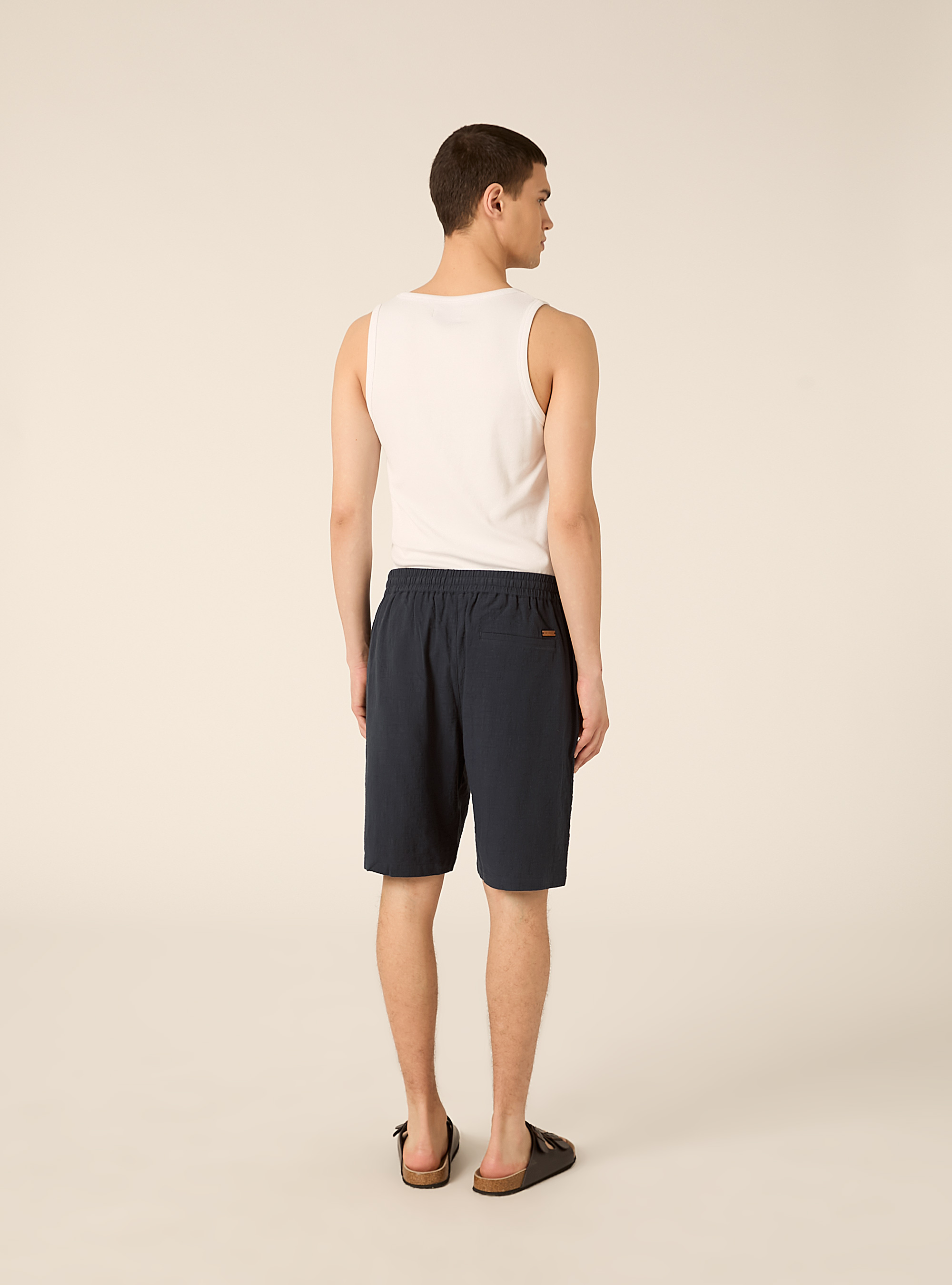 Bermuda in cotone con laccio in vita, NA2 NAVY MEDIUM