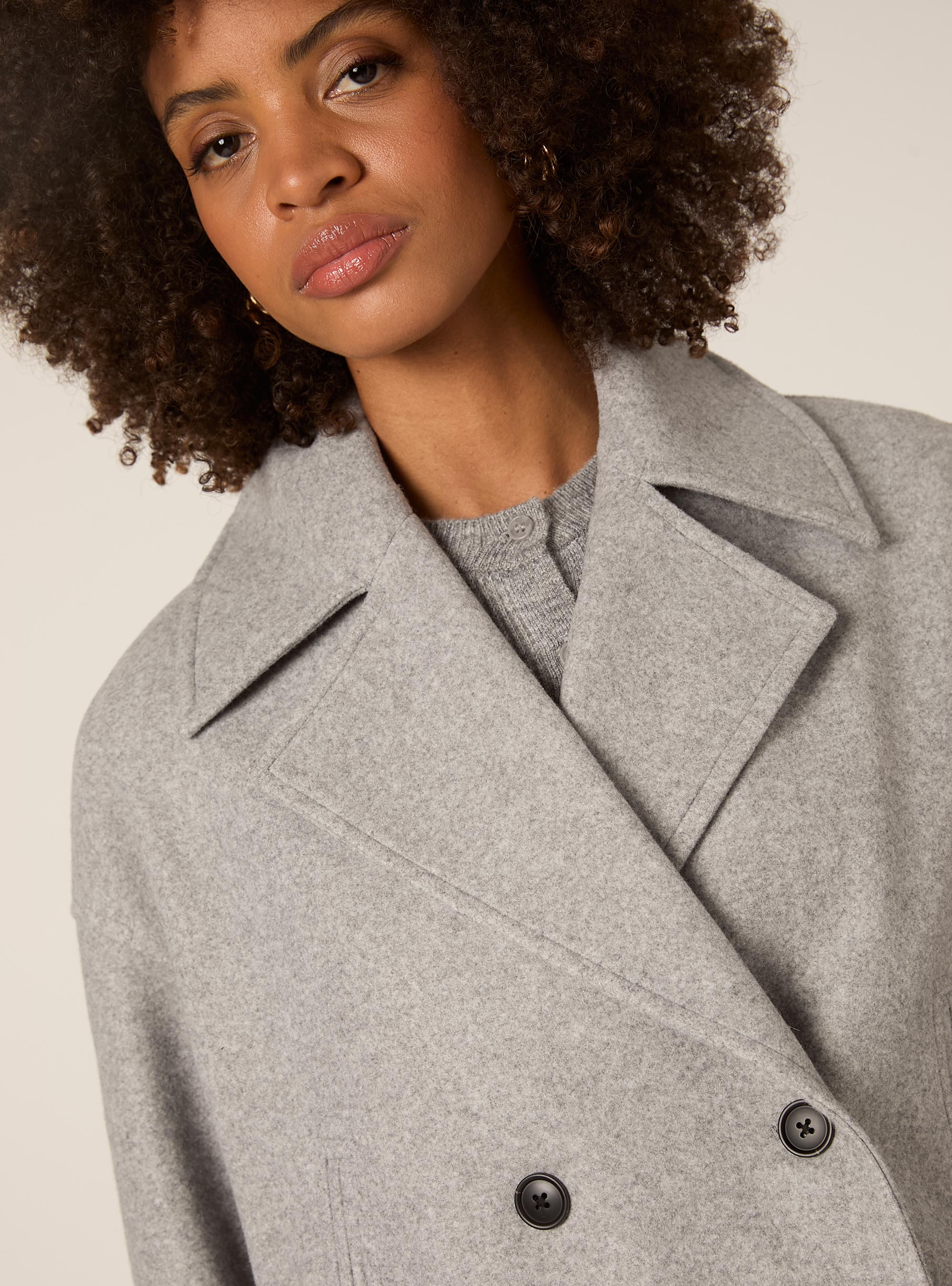 Short wool coat, MGY3 GREY MEL LIGHT