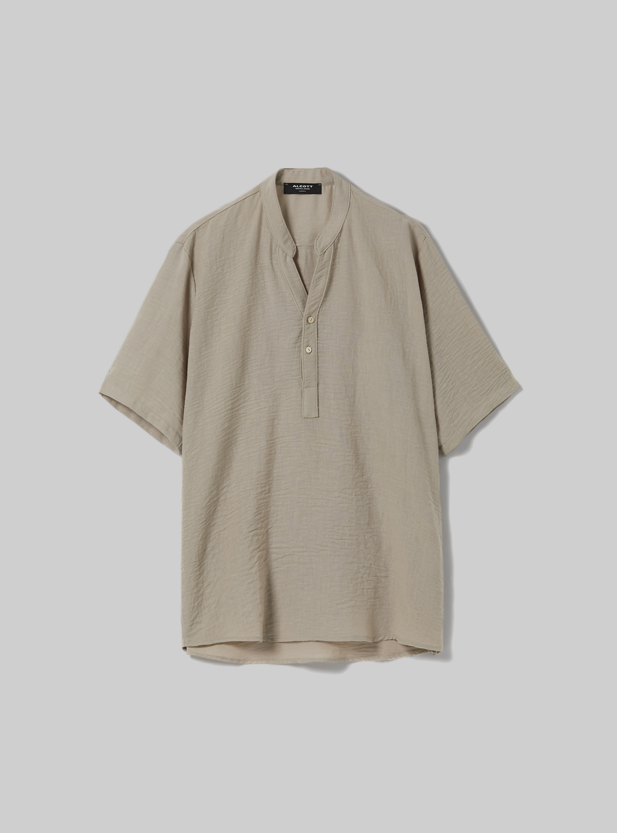 Camicia basica collo coreano mezza placchetta, BG3 BEIGE LIGHT
