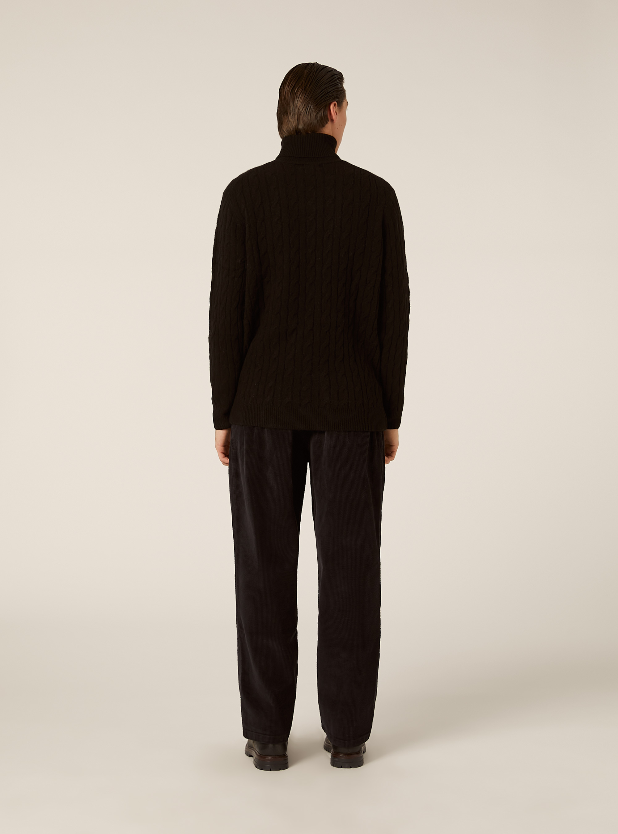 Pullover mit Rollkragen und Zopfmuster, BK1 BLACK