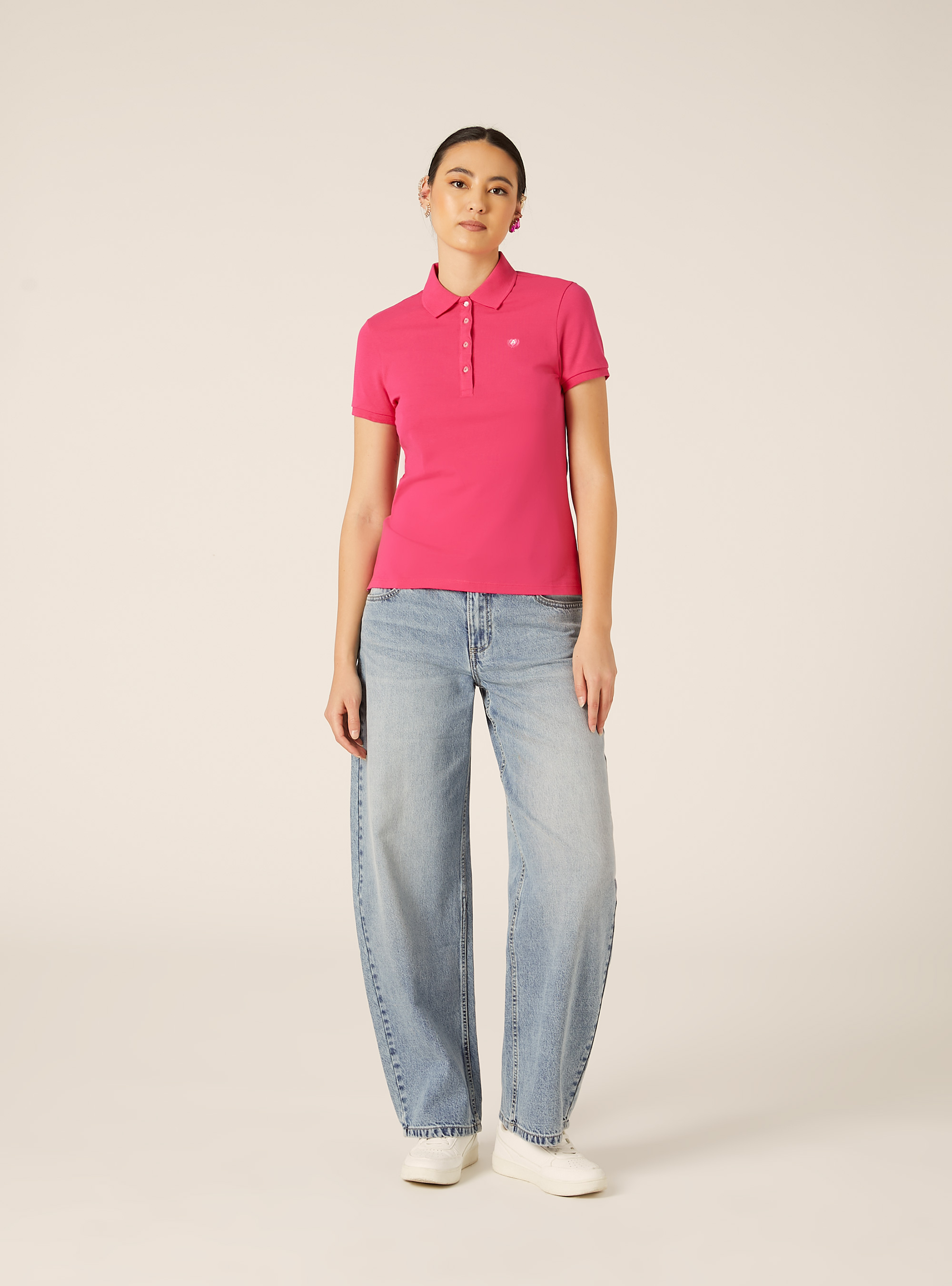 Polo Slim Fit avec Logo Brod&eacute;, FX2 FUXIA MEDIUM