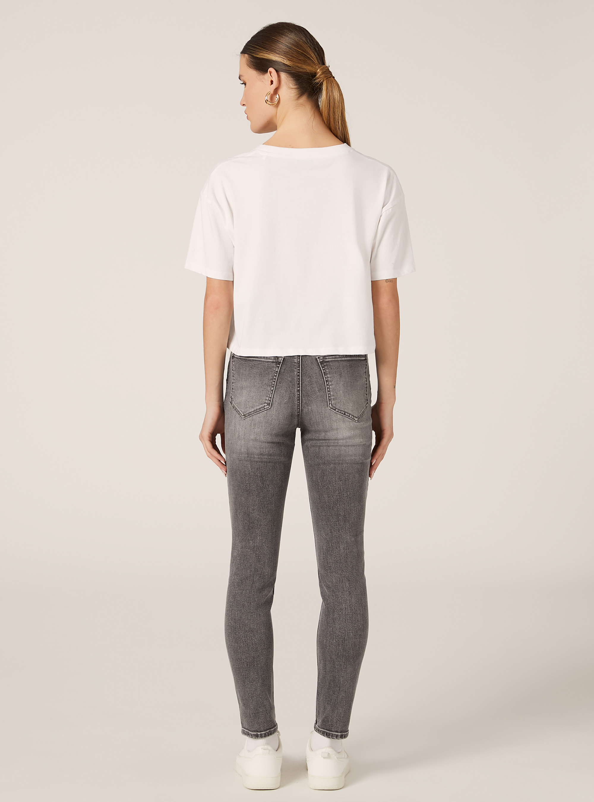 Vaqueros pitillo de cintura muy alta, D00G GREY