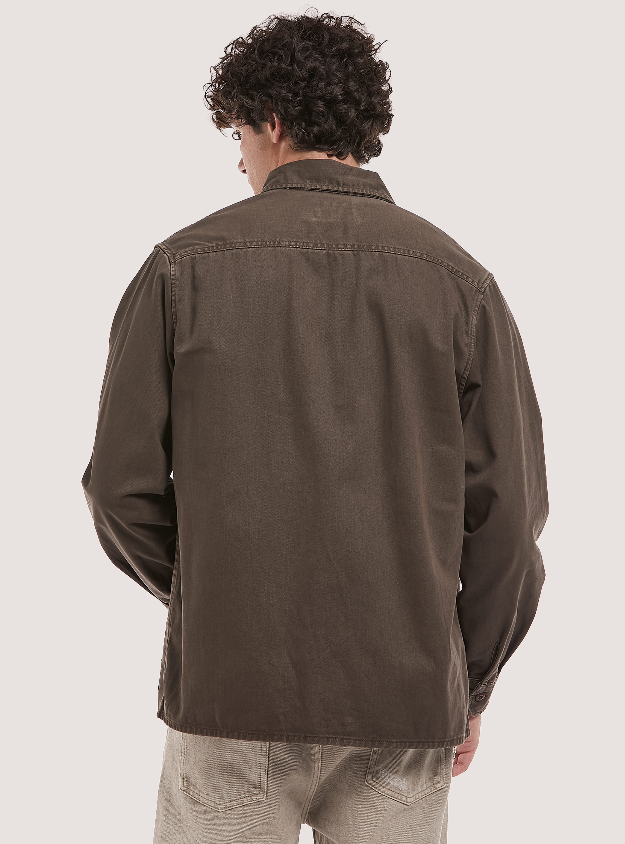 Camicia Army con tasconi in cotone, BR1 BROWN DARK