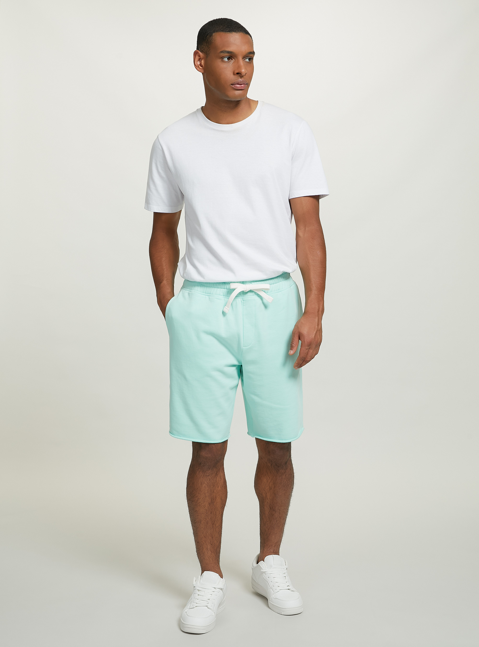 Cotton jogger bermuda shorts, GN3 GREEN LIGHT