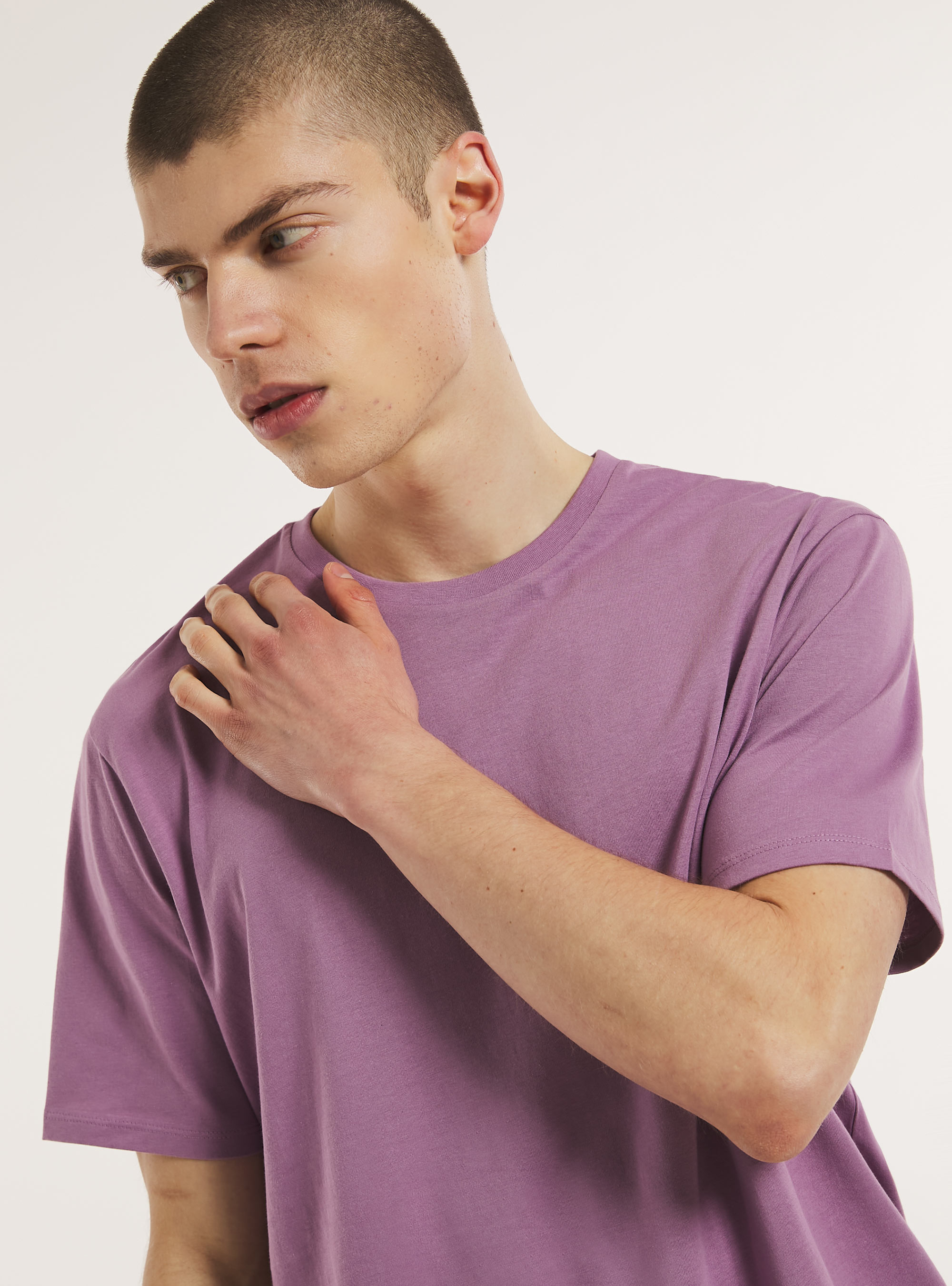 Baumwoll-T-Shirt mit Rundhalsausschnitt, LC2 LILLAC MEDIUM