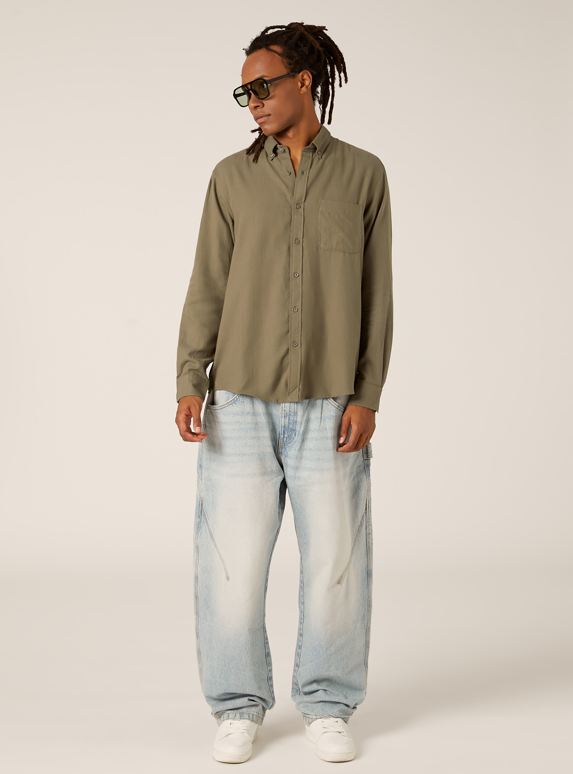 Regular fit flannel shirt, KY1 KAKY DARK