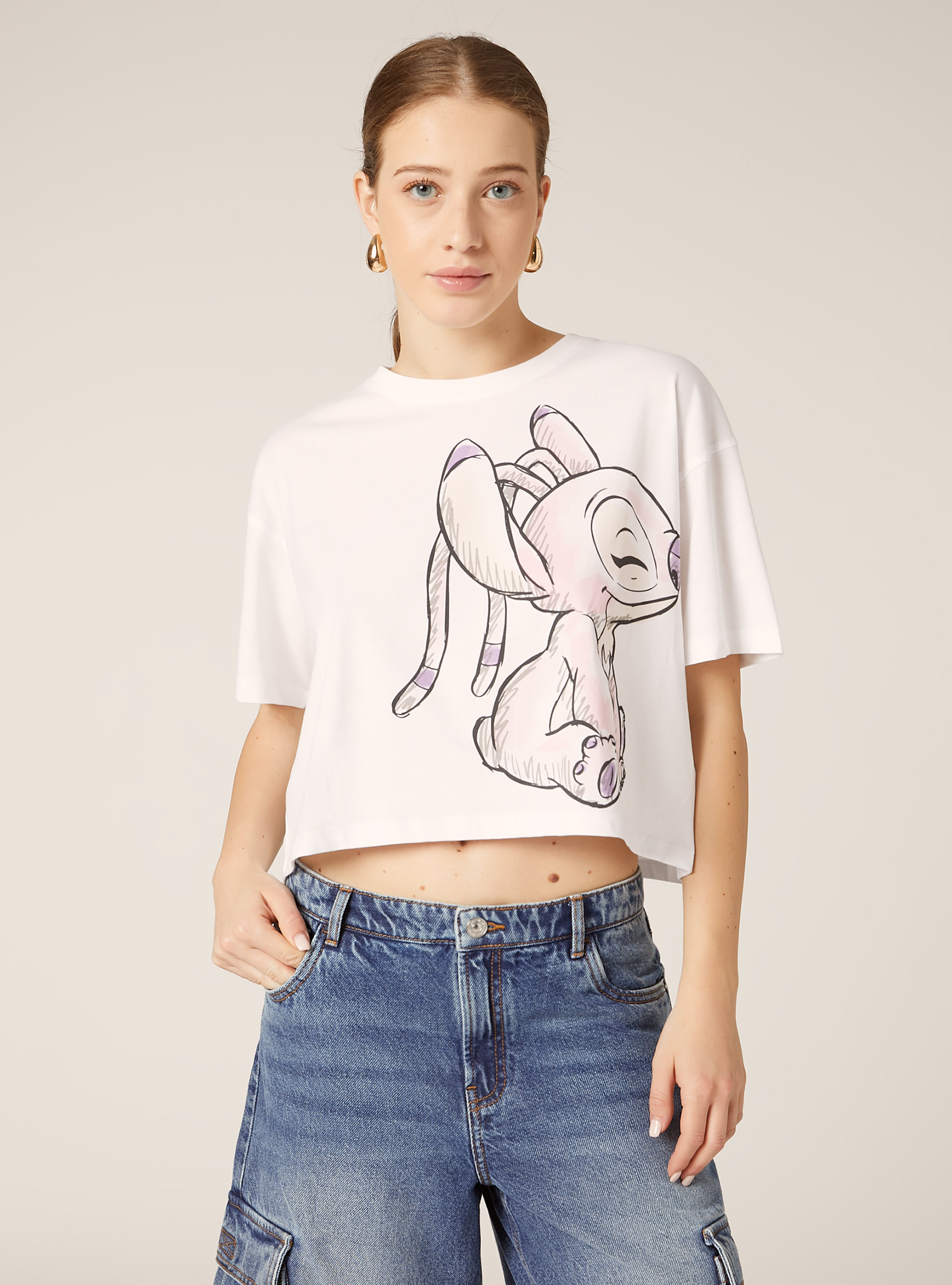 Stitch / Alcott print t-shirt, WH3 WHITE