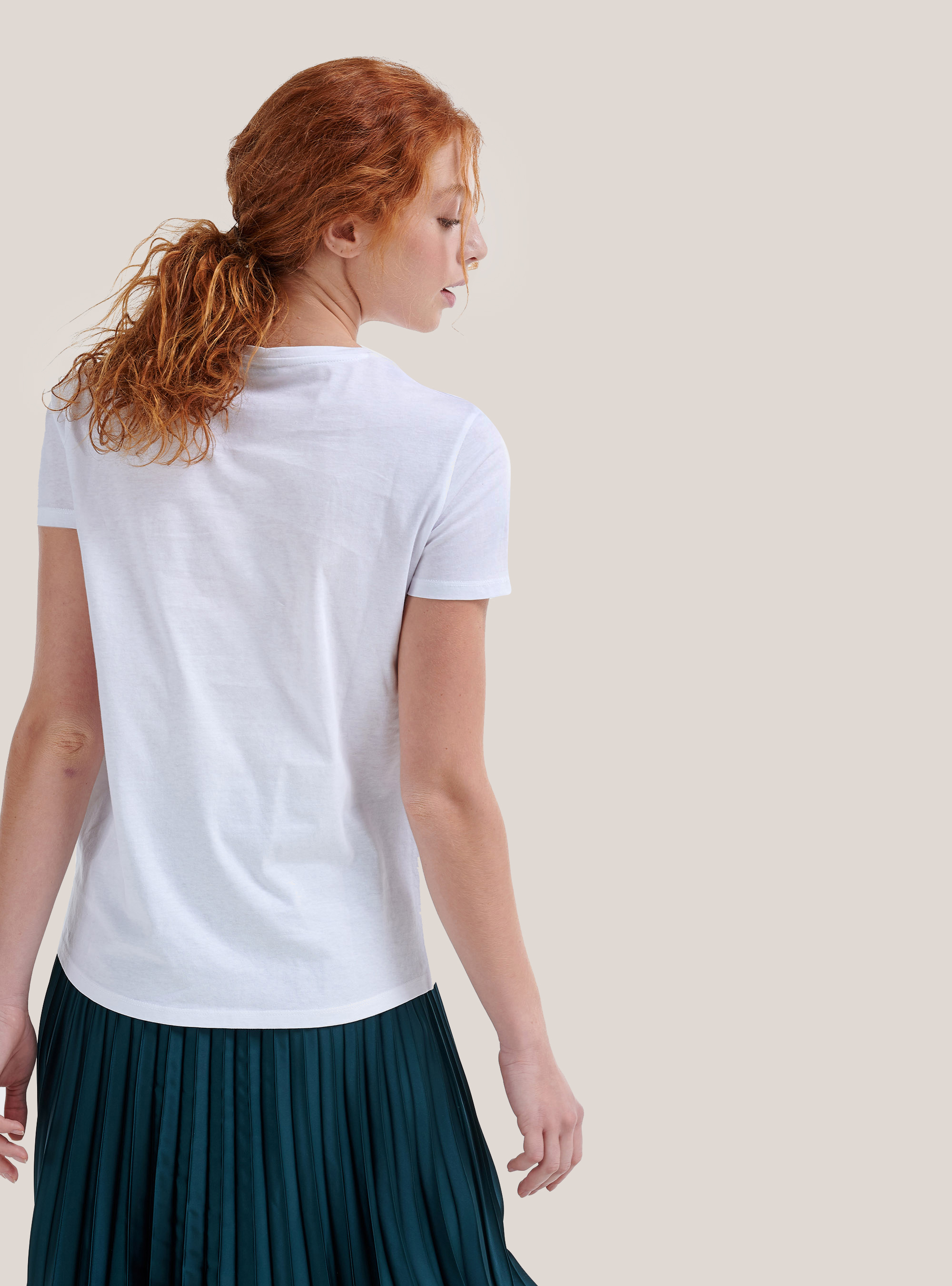 Cotton T-shirt with sequined smiley face, WHITE