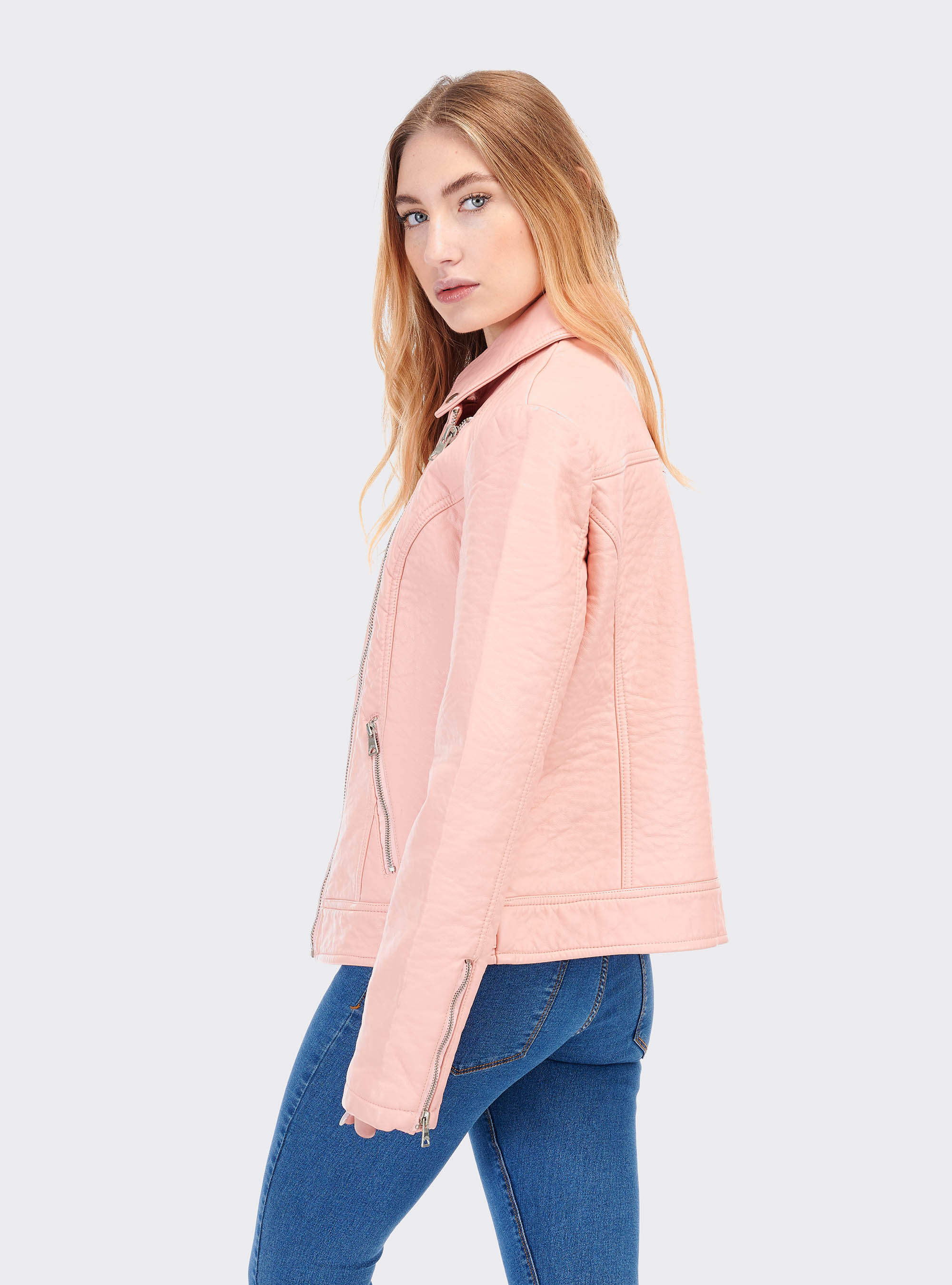 Giubbotti donna similpelle effetto bubble, C046 PINK