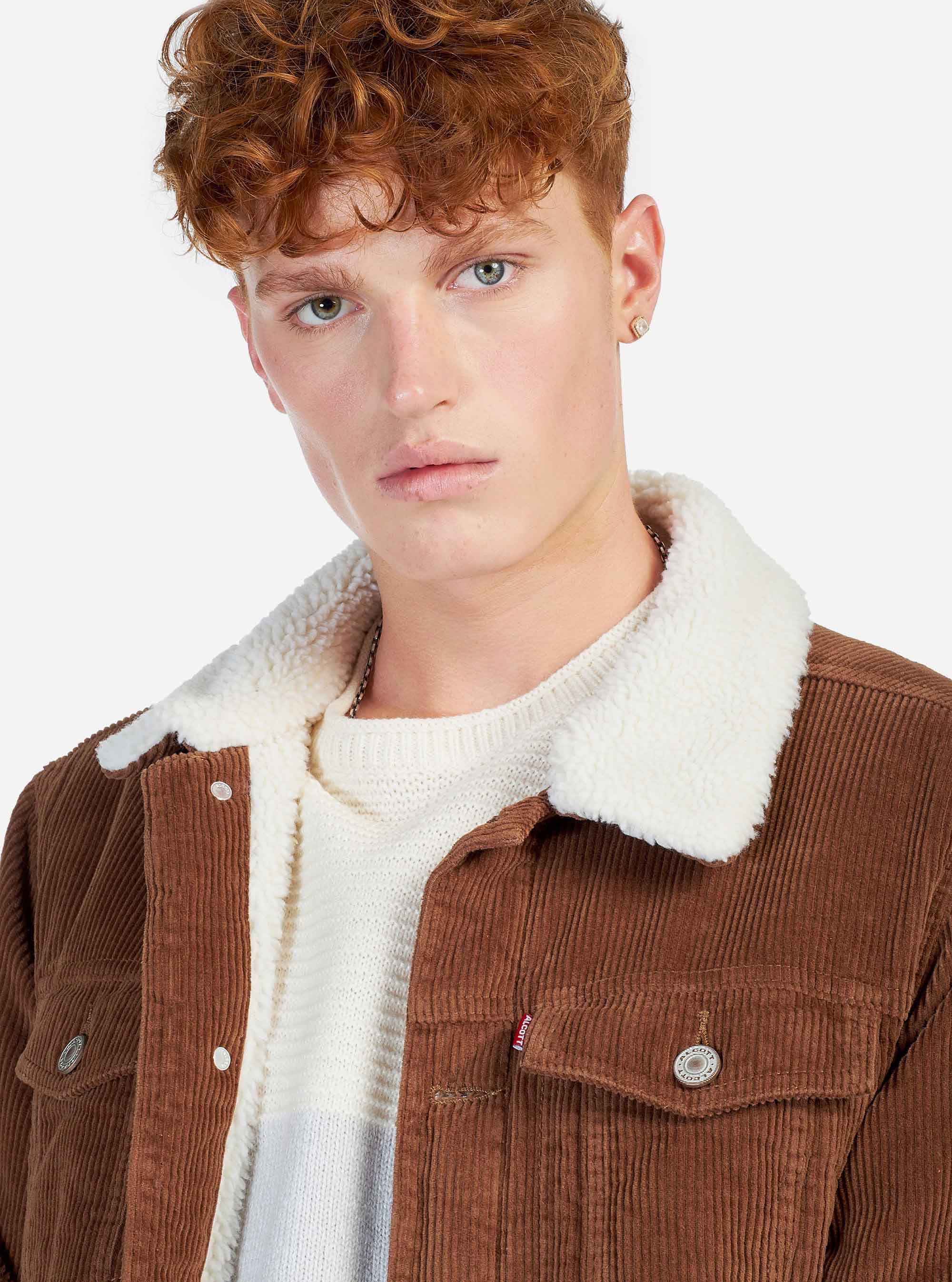 VELVET JACKET WITH FAKE FUR, C550 TOBACCO