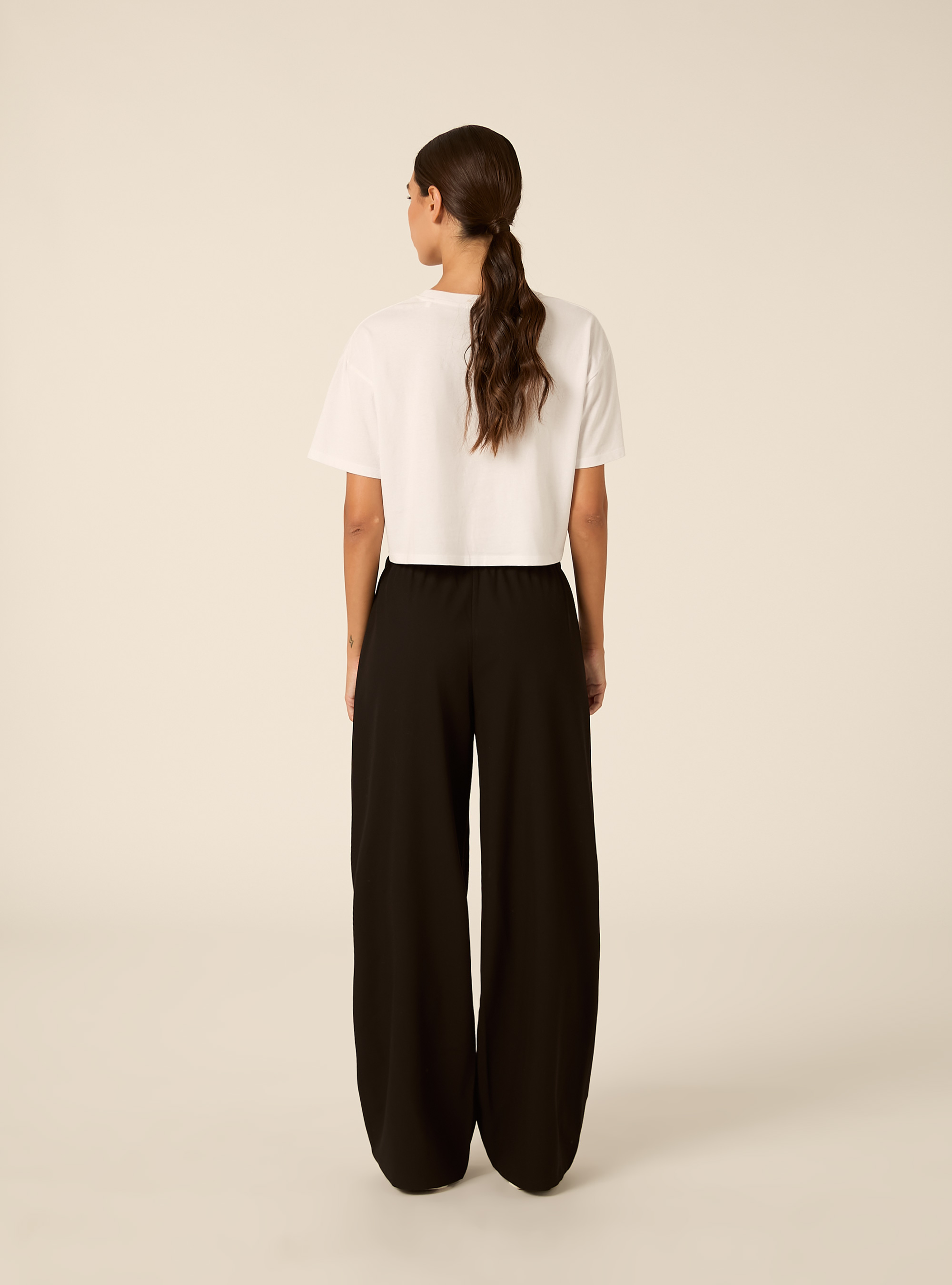 Pantaloni con elastico in vita straight, BK1 BLACK