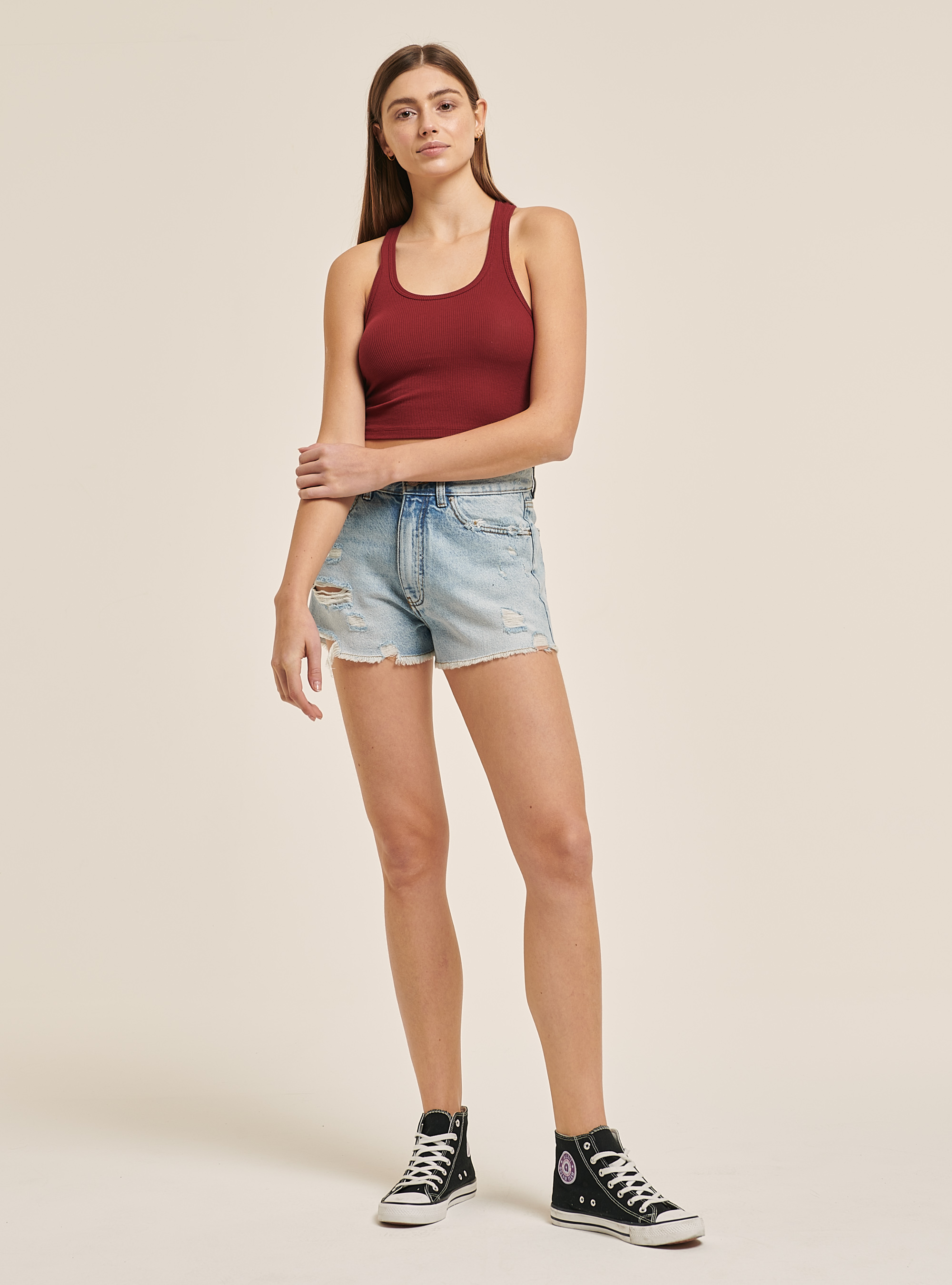 Schlichtes einfarbiges Top, C082 BORDEAUX