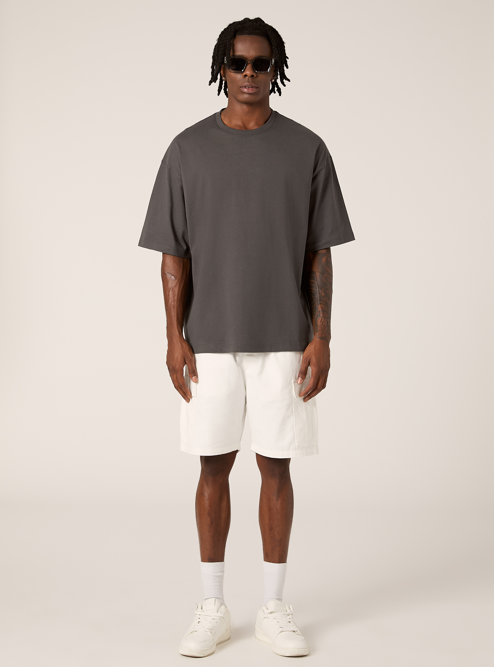 Tee-shirt &agrave; la coupe large, GY1 GREY DARK